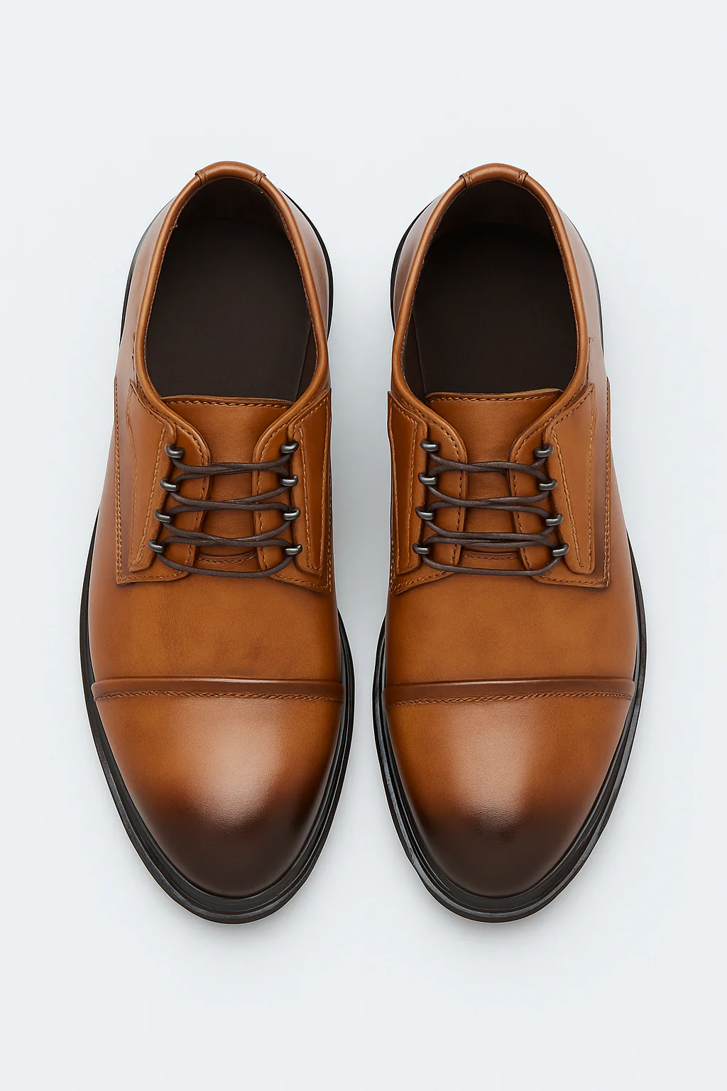 Men’s Cap-Toe Derby Shoes - Windsor - Tan Brown - Image 2