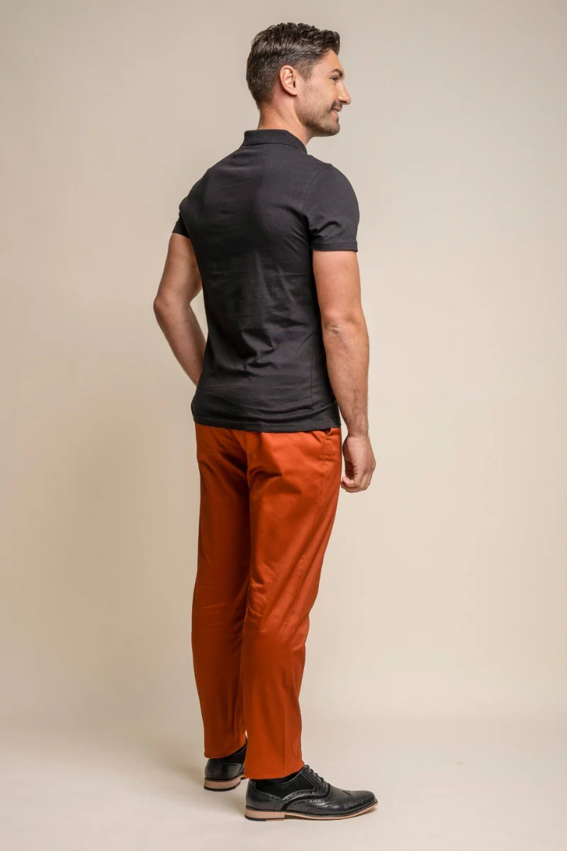 Men's Cotton Chino Trousers - DAKOTA - Brick - Image 3