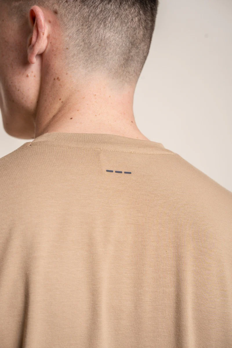Men's Crew Neck Cotton T-Shirt - BOGART - Sand Beige - Image 5