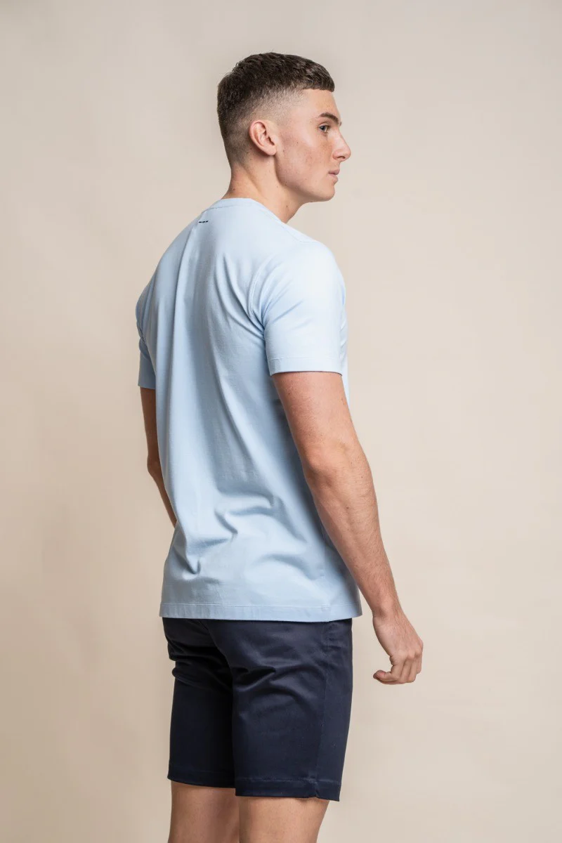 Men's Crew Neck Cotton T-Shirt - BOGART - Sky Blue - Image 3