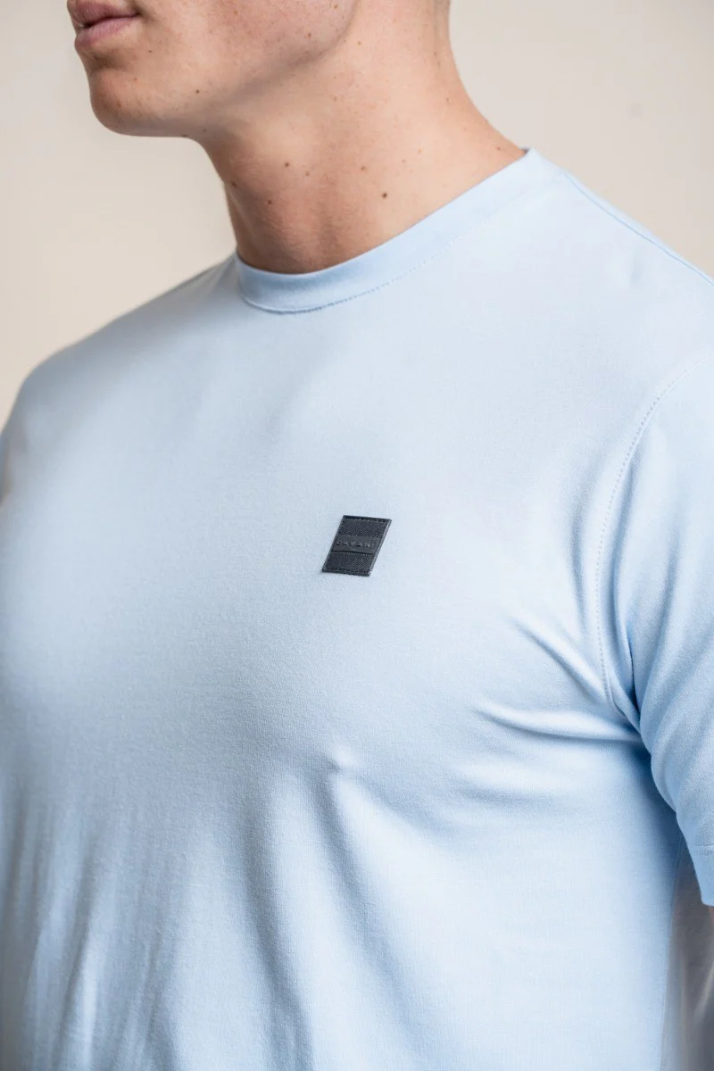 Men's Crew Neck Cotton T-Shirt - BOGART - Sky Blue - Image 4