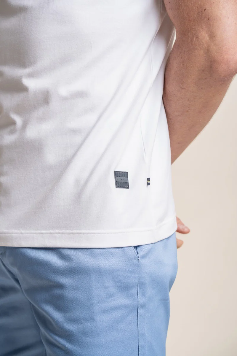 Men's Slim Fit Cotton Short Sleeve Polo Shirt - Kelsey - White - Image 4