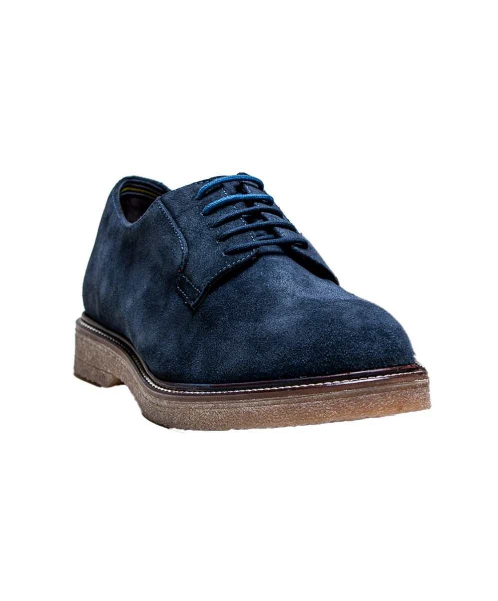 Men's Suede Lace up Shoes - RICHMOND - Navy Blue - Image 3