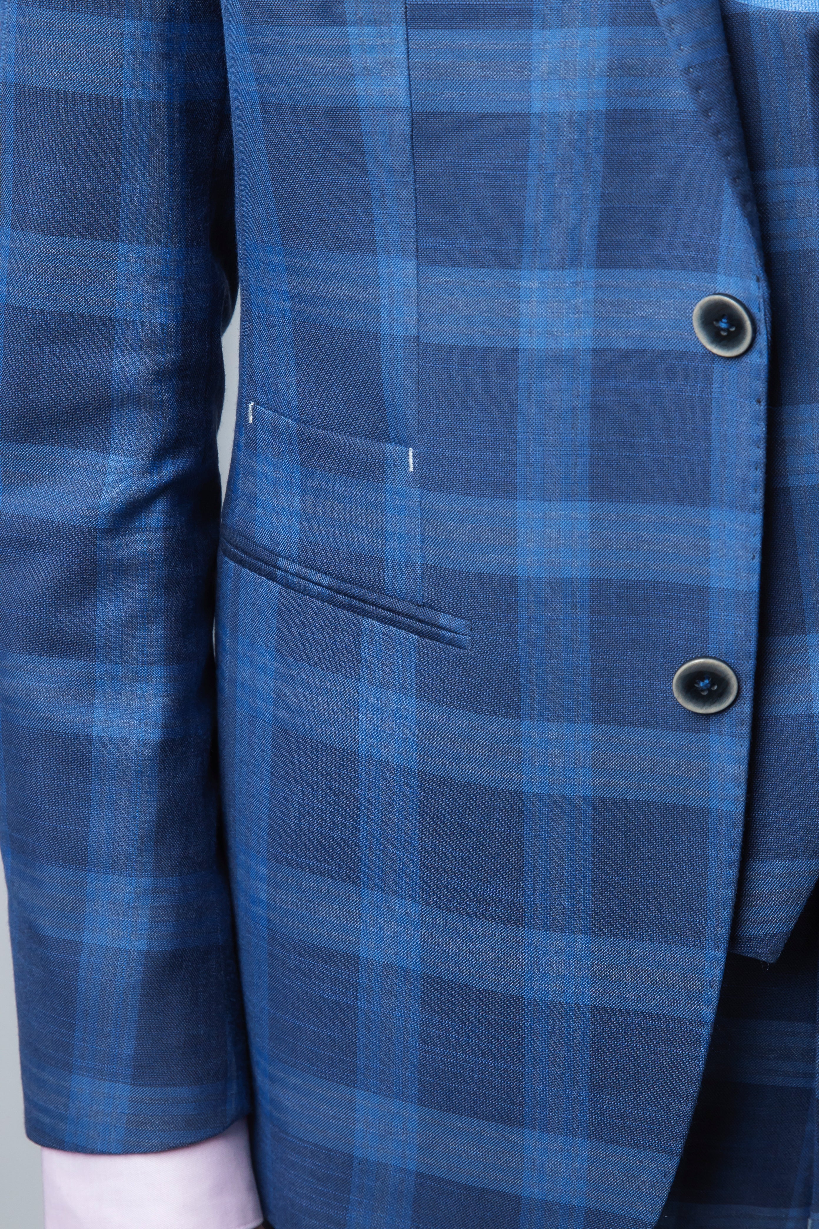 Men's Check Windowpane Retro Blue Suit - Hunter - Dark Blue - Image 9