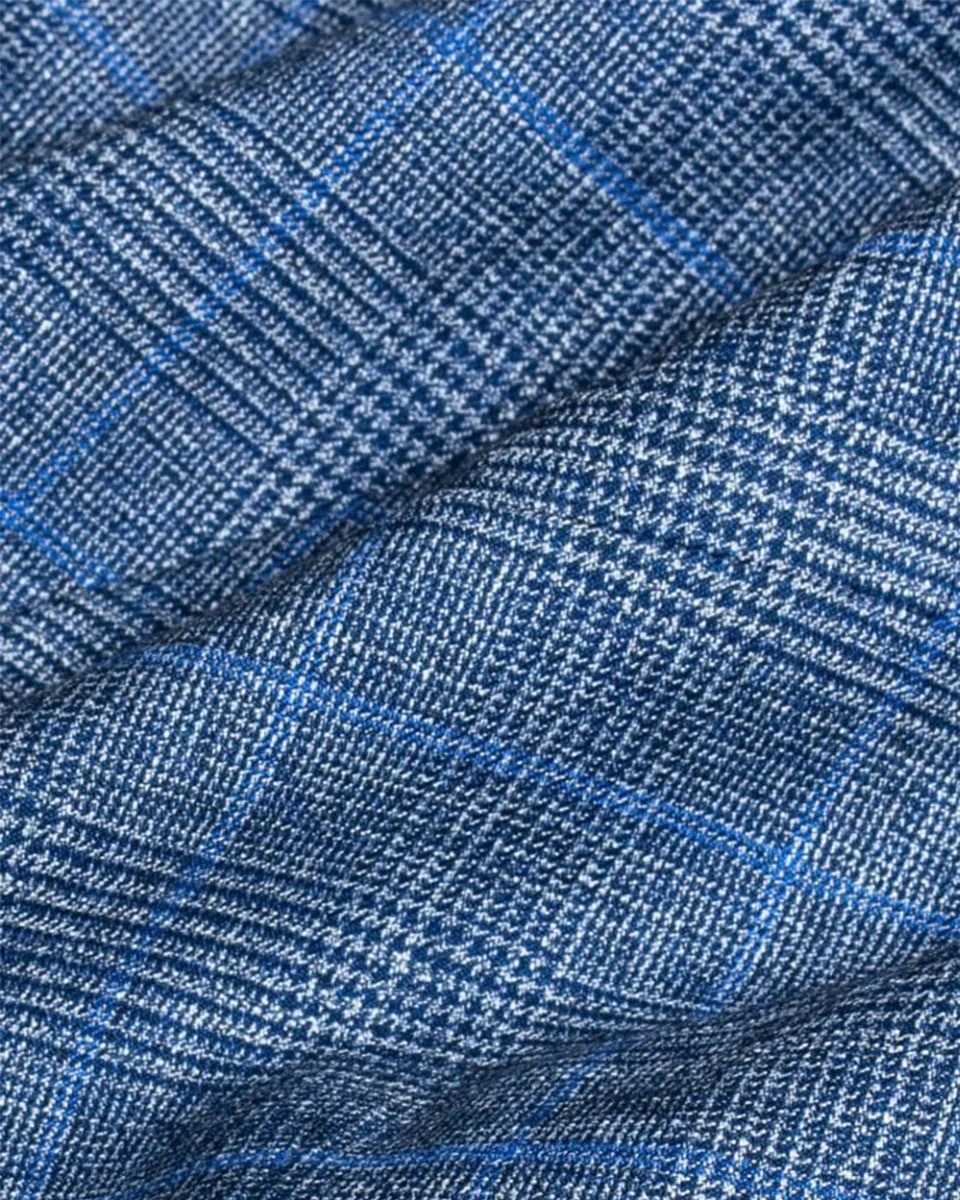 Men's Check Slim Fit Blue Trousers - PHANTOM - Blue - Image 5