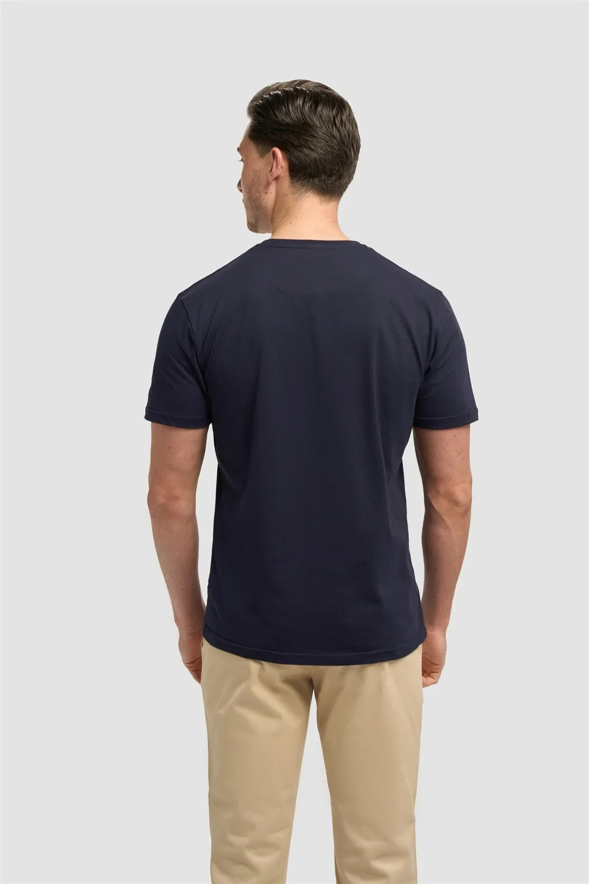 Men’s Cotton Crew Neck T-Shirt - Sanchez - Navy Blue - Image 3