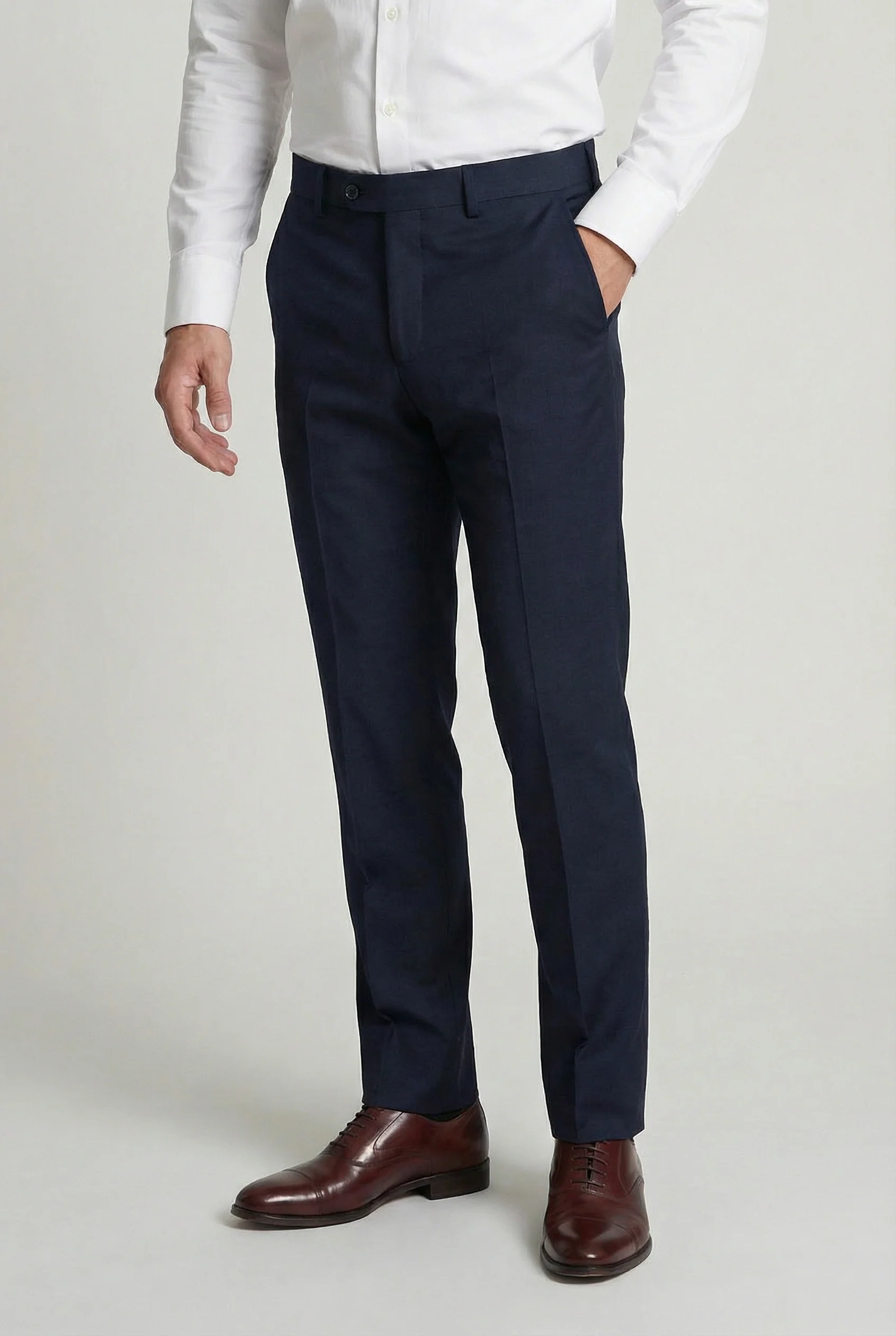 Men’s Cotton-Linen Formal Dress Trousers - GIOVANNI - NAVY
