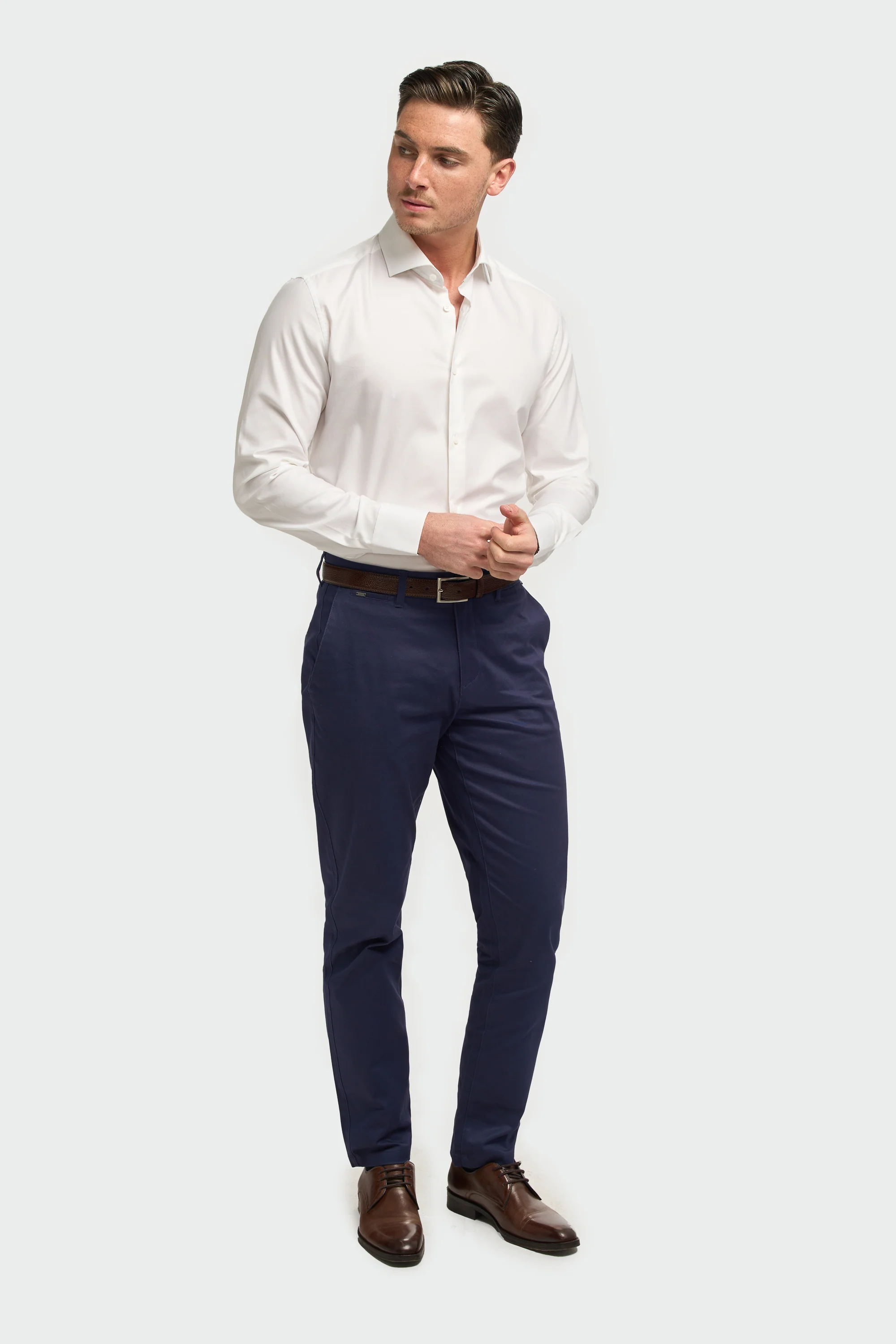 Men’s Cotton Long Sleeve Formal Shirt - Barnaby - White - Image 2