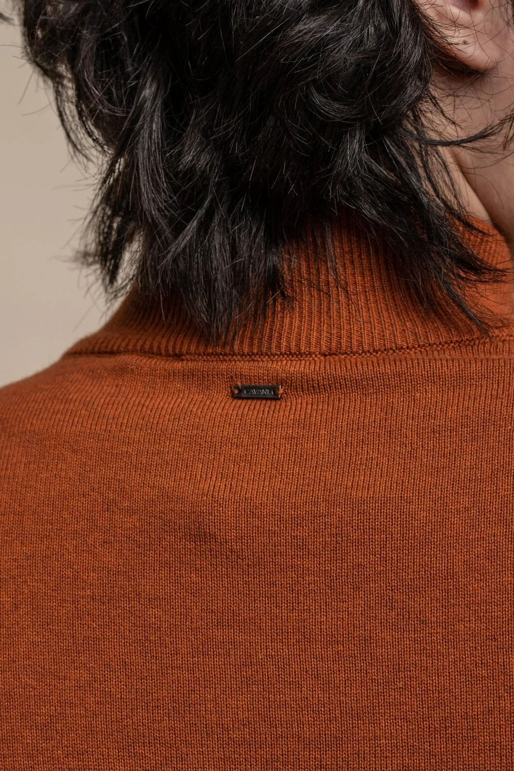 Men's Quarter Zip Knit Cotton Pullover - KYLE - Rustic Brick - Image 5