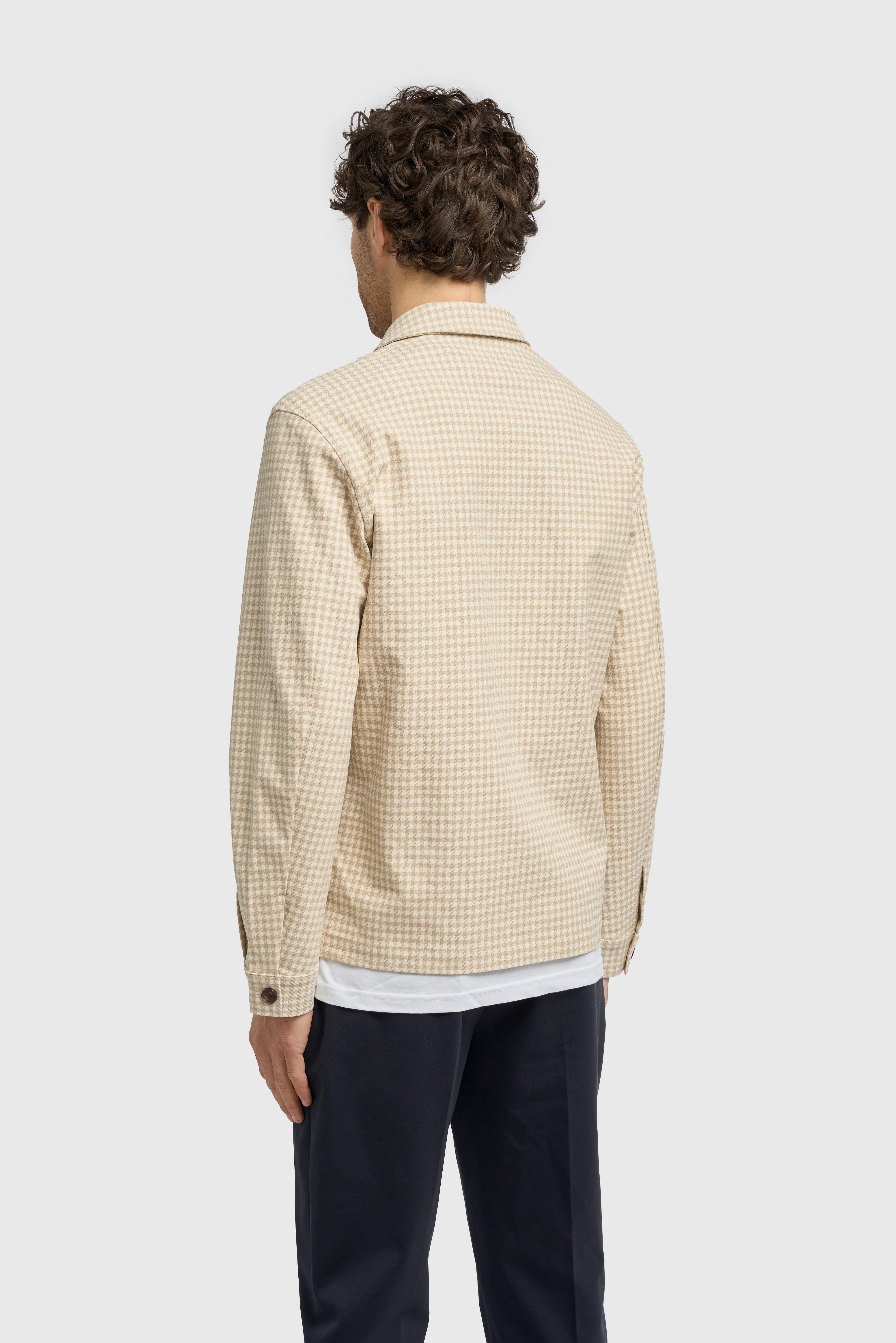 Men’s Cotton Relaxed Fit Houndstooth Overshirt - Marata - Image 3