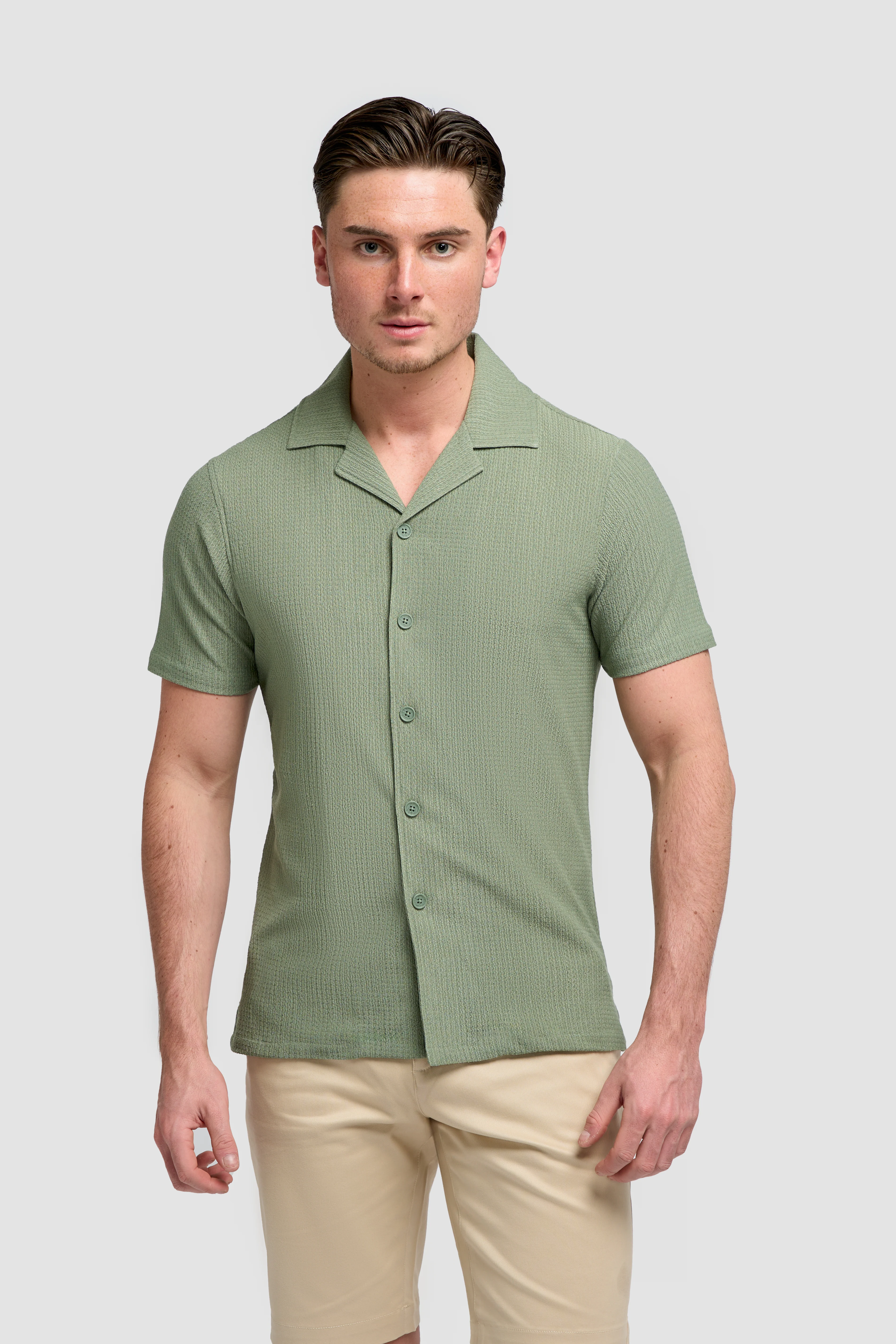 Men’s Cotton Short Sleeve Knit Shirt - Silva - Sage Green