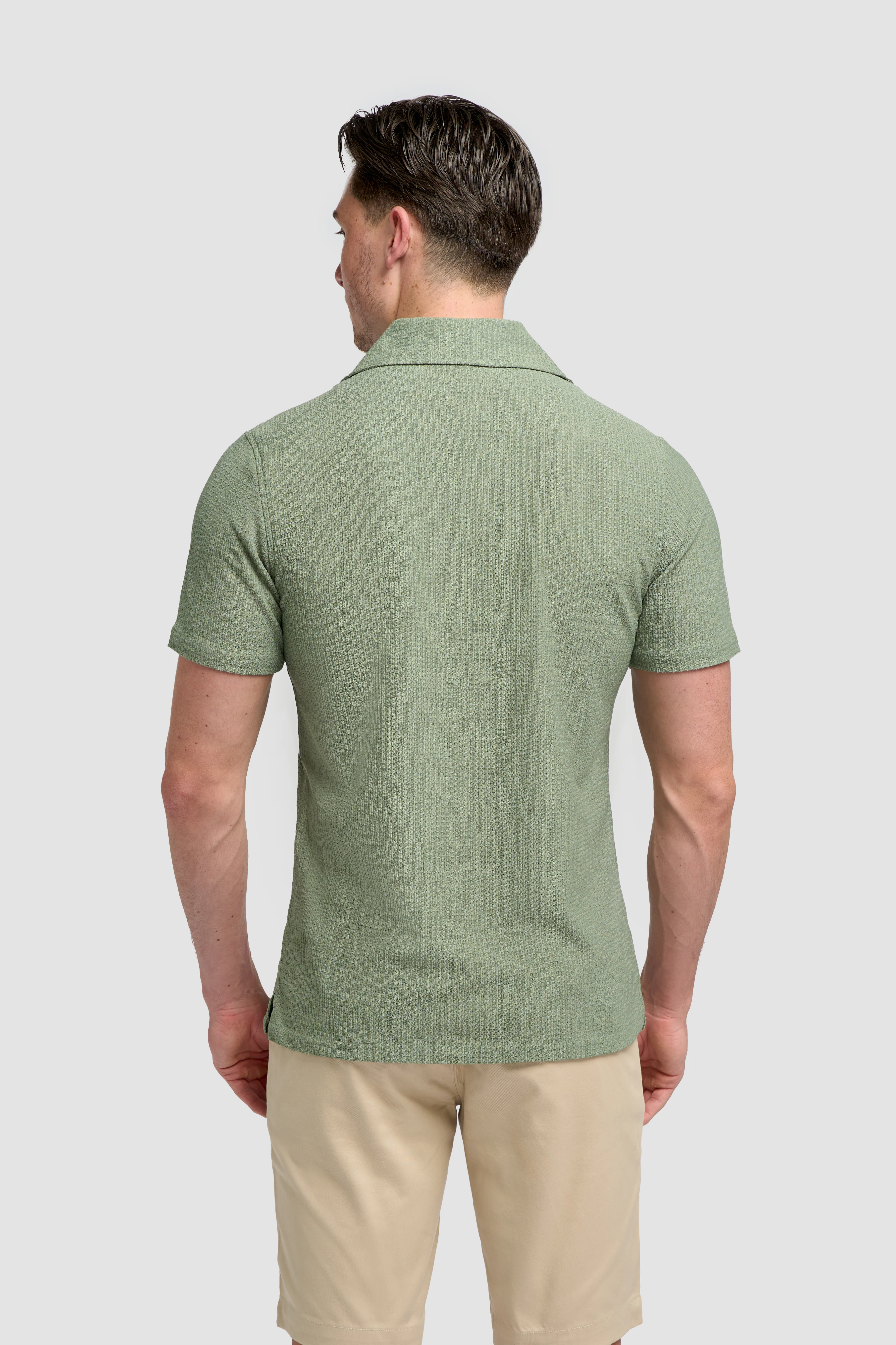 Men’s Cotton Short Sleeve Knit Shirt - Silva - Sage Green - Image 3