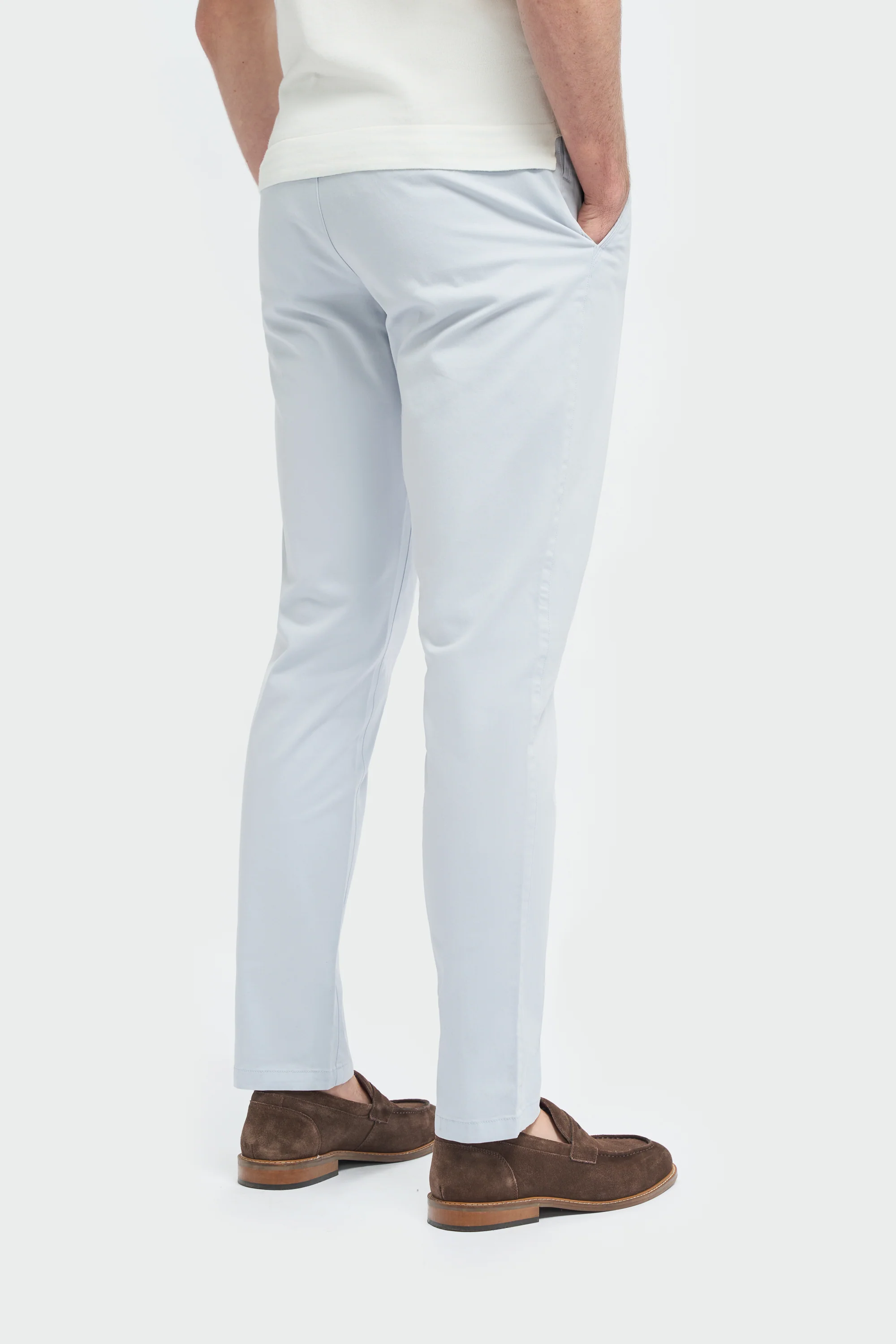 Men’s Cotton Slim Fit Chino Trousers - Hudson - Artic Grey - Image 3