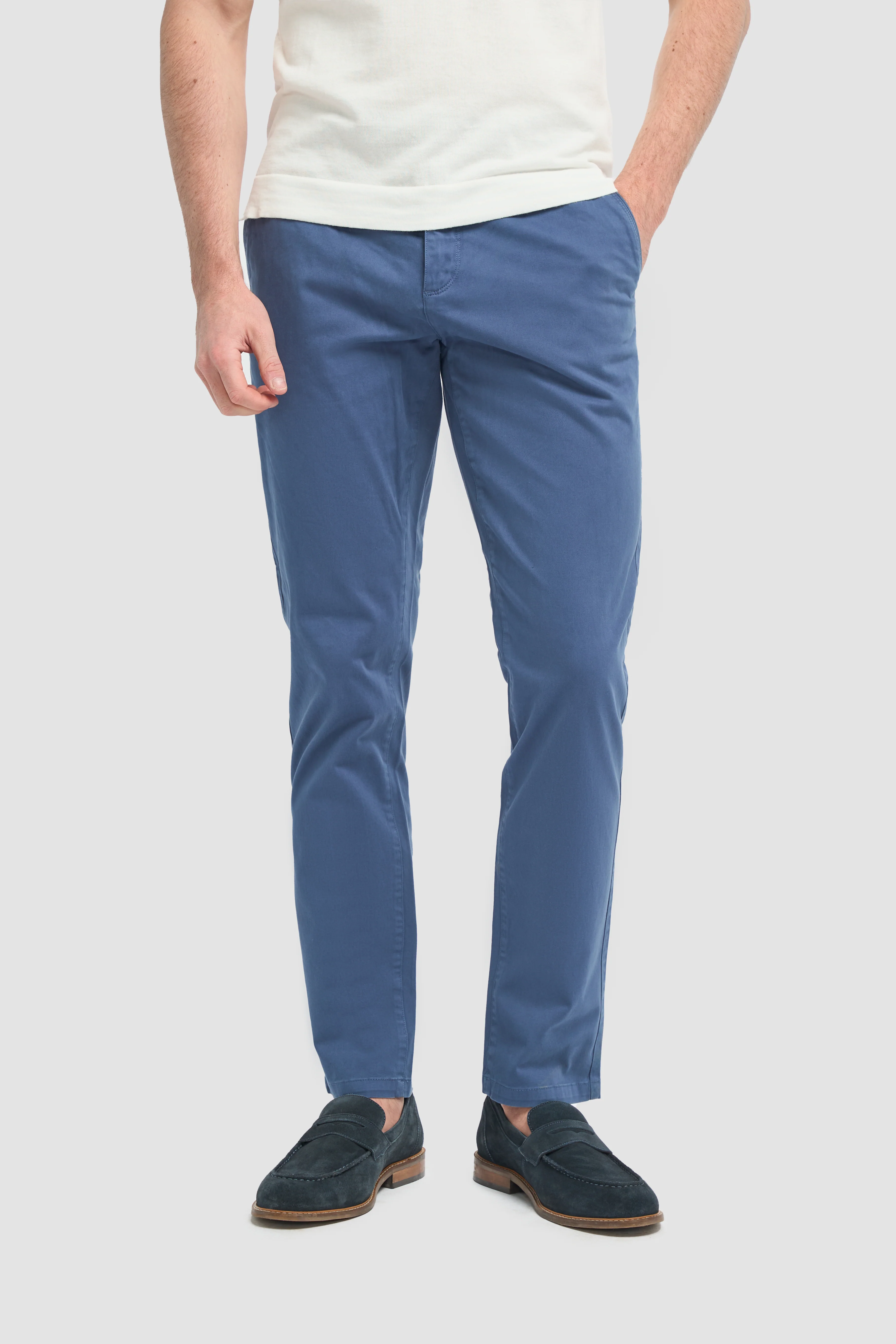 Men’s Cotton Slim Fit Chino Trousers - Hudson - Cobolt Blue