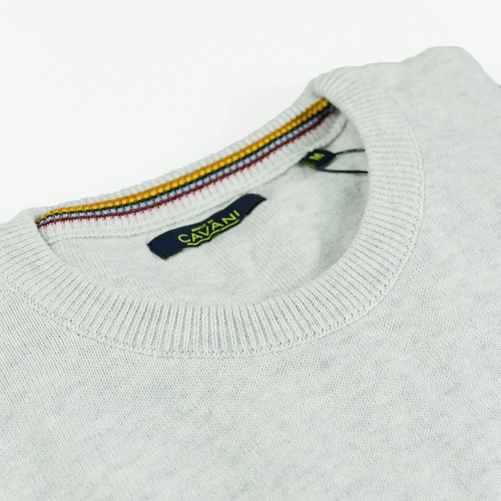 Men's Cotton Slim Fit Crewneck Jumper - Ecru - Image 5