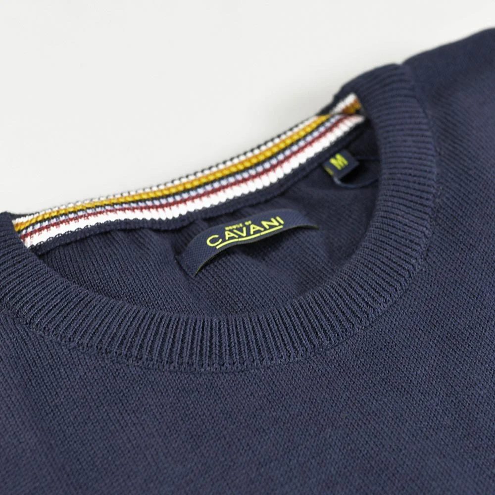 Men's Cotton Slim Fit Crewneck Jumper - Navy Blue - Image 4