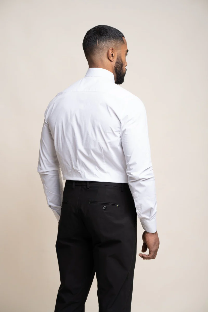 Men's Cotton Slim Fit Long Sleeve Formal white Shirt - DIAZ - White - Image 3
