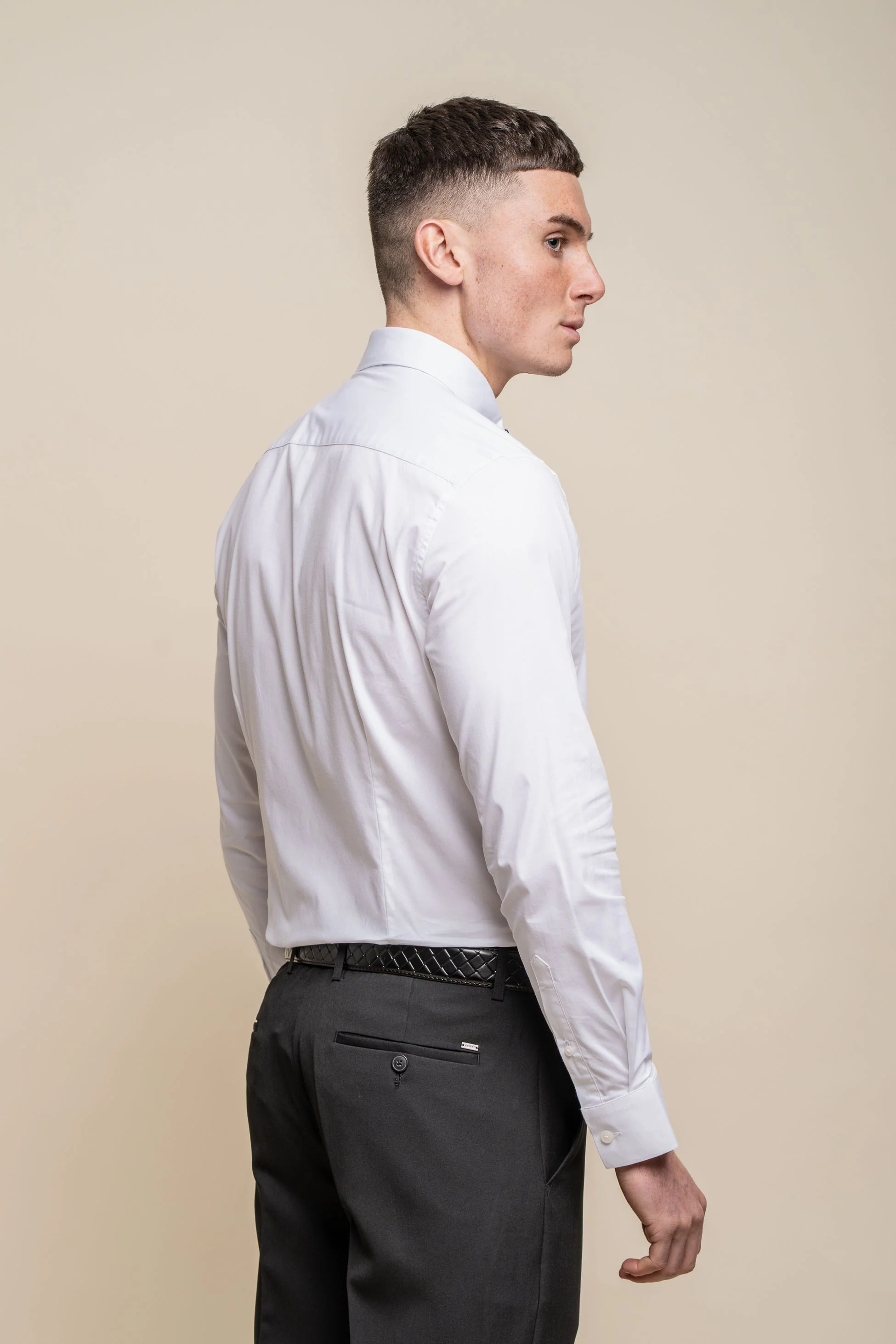 Men's Cotton Slim Fit Long Sleeve Formal white Shirt - DIAZ - White - Image 5