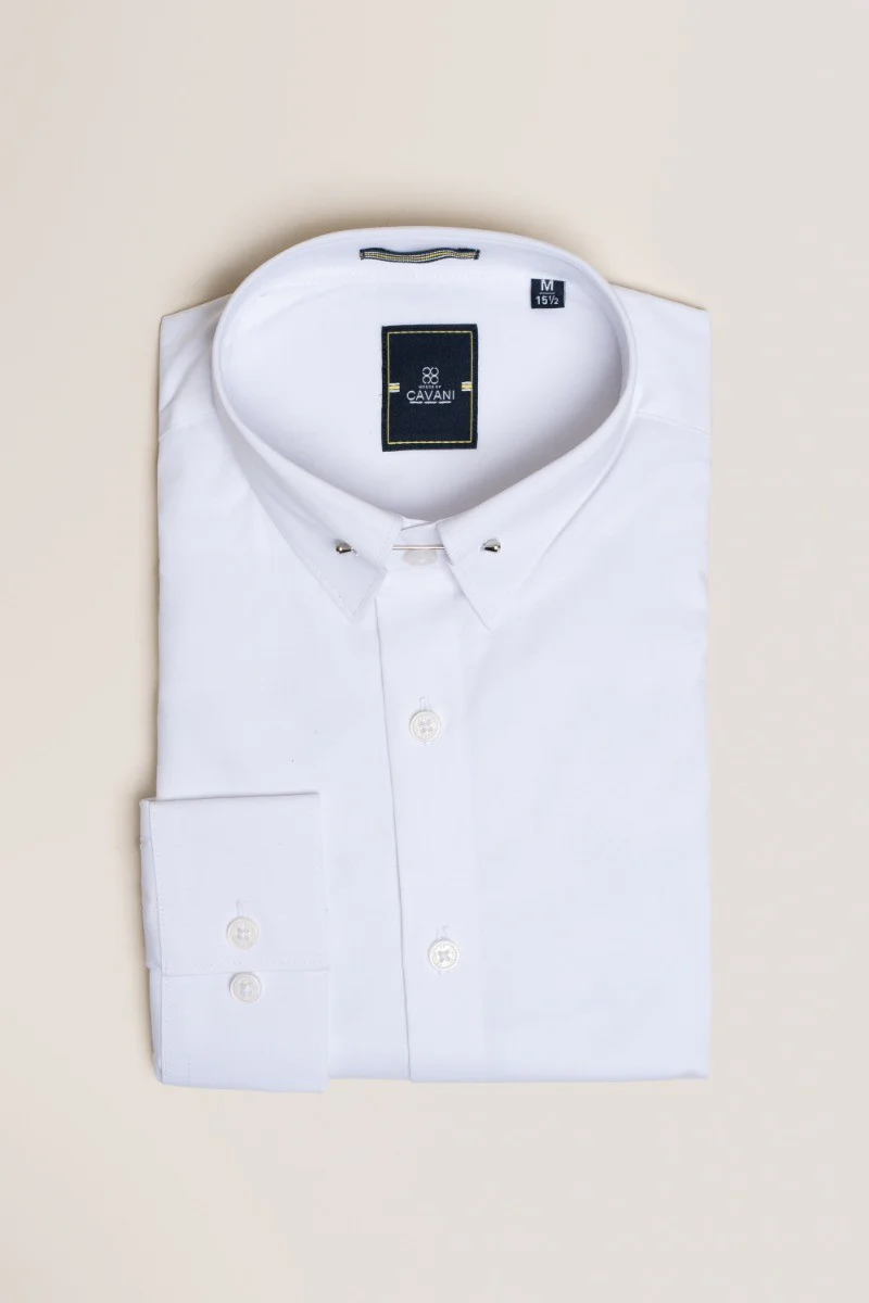 Men's Cotton Slim Fit Long Sleeve Formal white Shirt - DIAZ - White - Image 6
