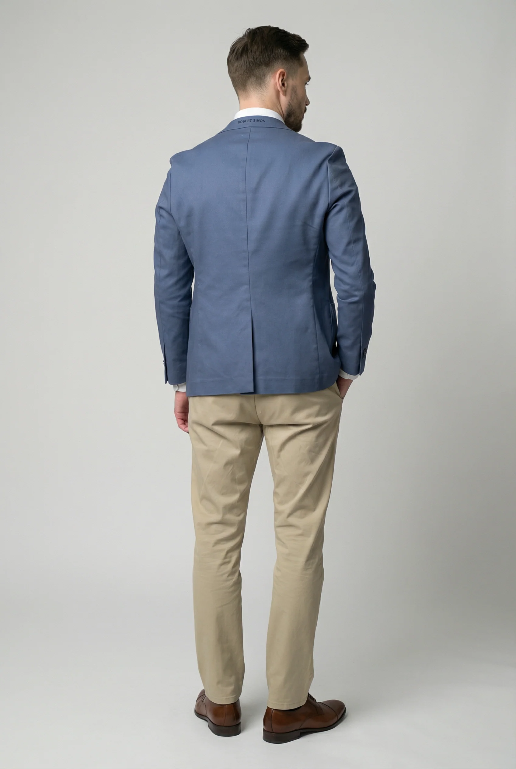 Men’s Cotton Twill Smart Blazer - Roy - Blue - Image 6