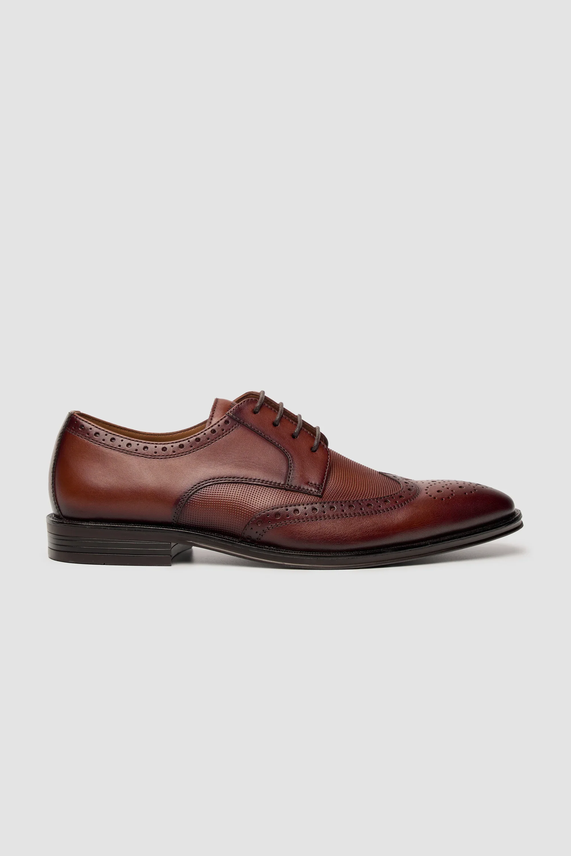 Men’s Genuine Leather Wingtip Brogue Shoes - Lorenzo - Tan - Image 2