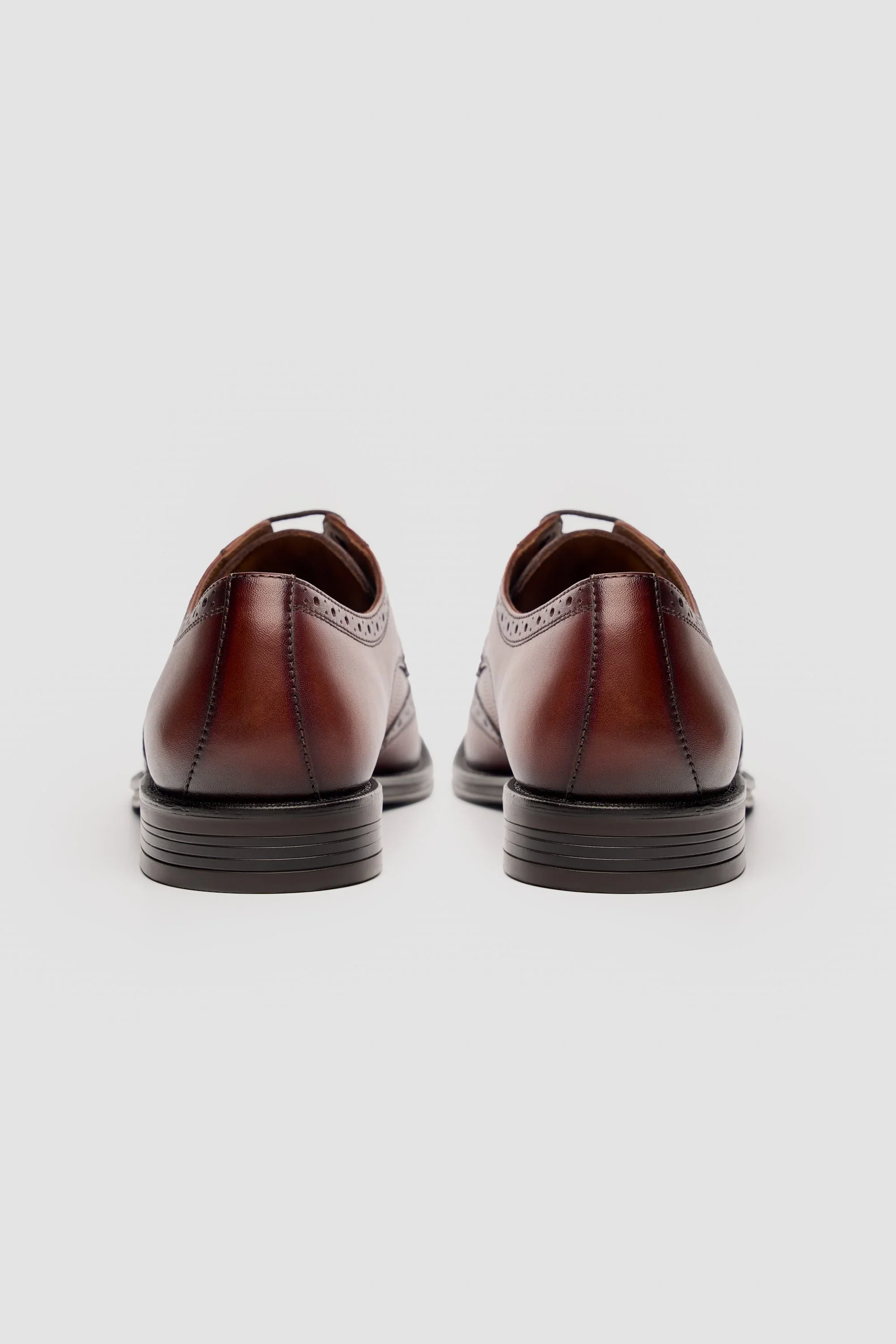 Men’s Genuine Leather Wingtip Brogue Shoes - Lorenzo - Tan - Image 3