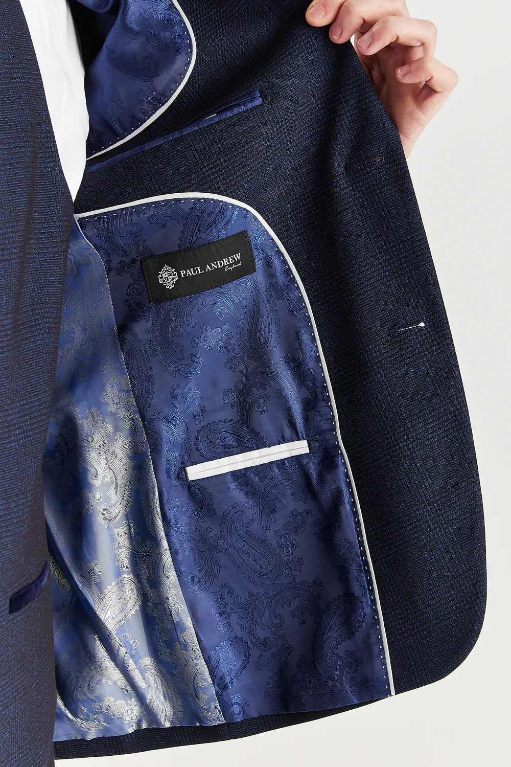 Men’s Glen Check Tweed Like Suit Jacket - Regent - Navy - Image 5