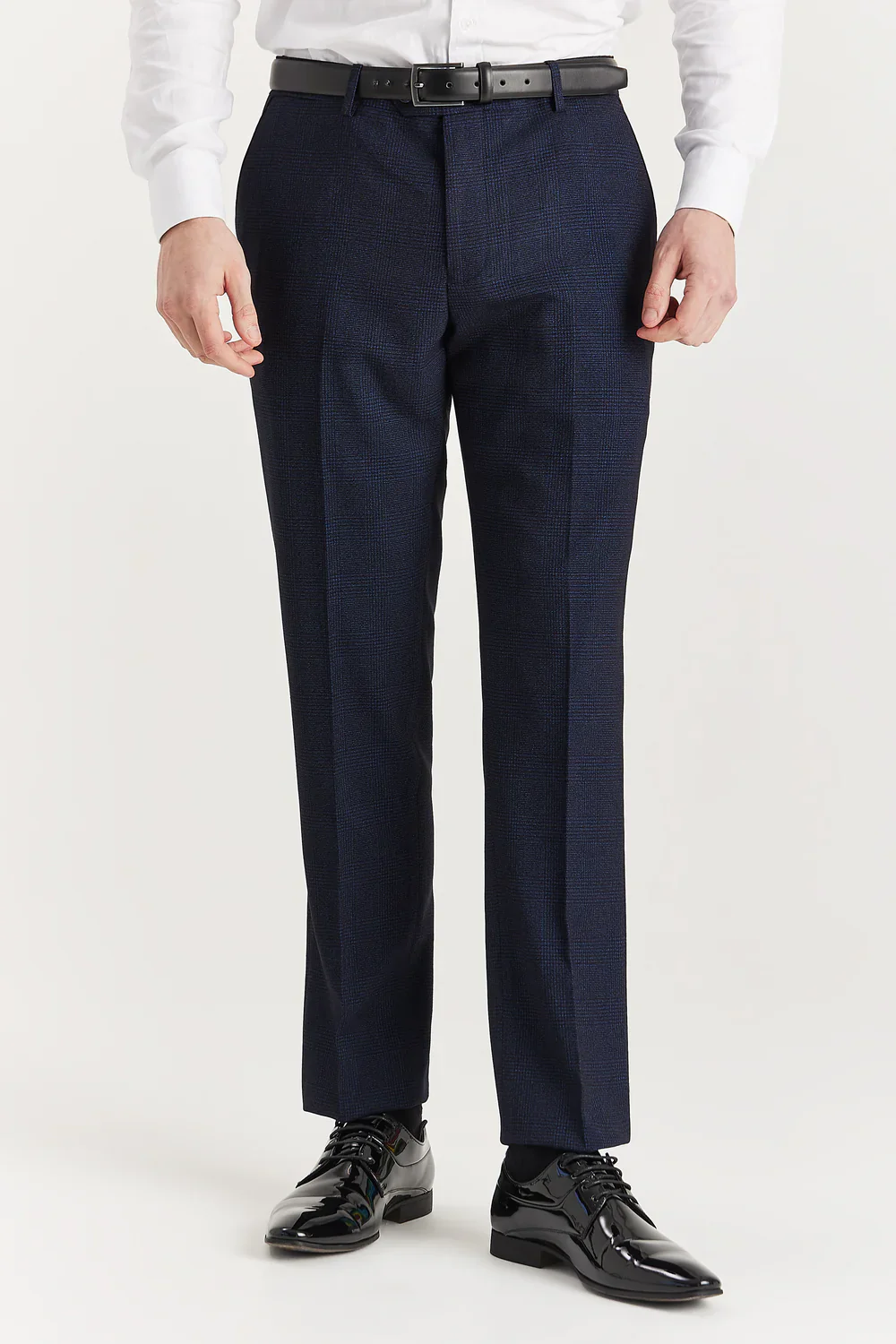 Men’s Glen Check Tweed Like Trousers - Regent - Navy