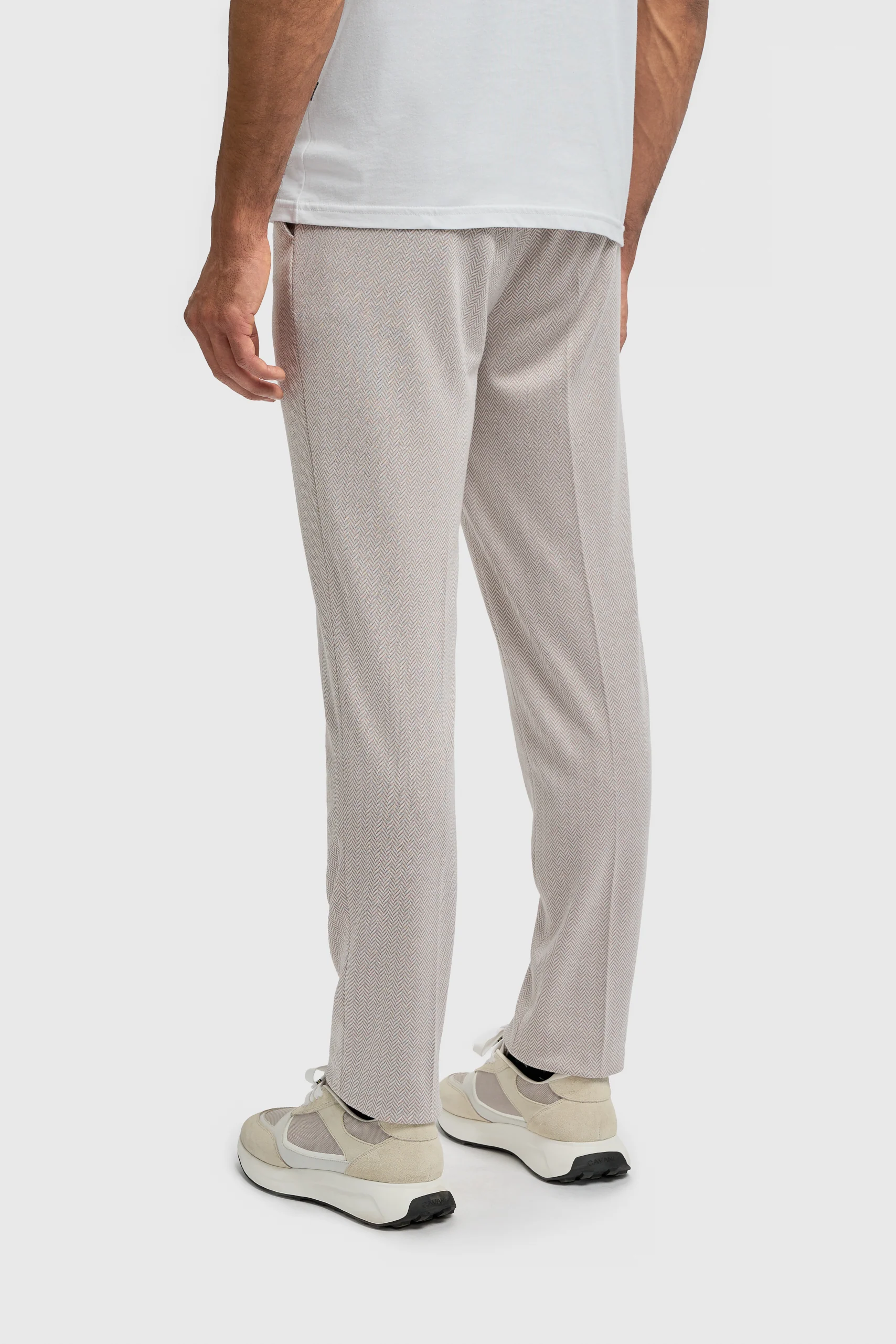 Men’s Herringbone Casual Trousers - Vasco - Beige - Image 3