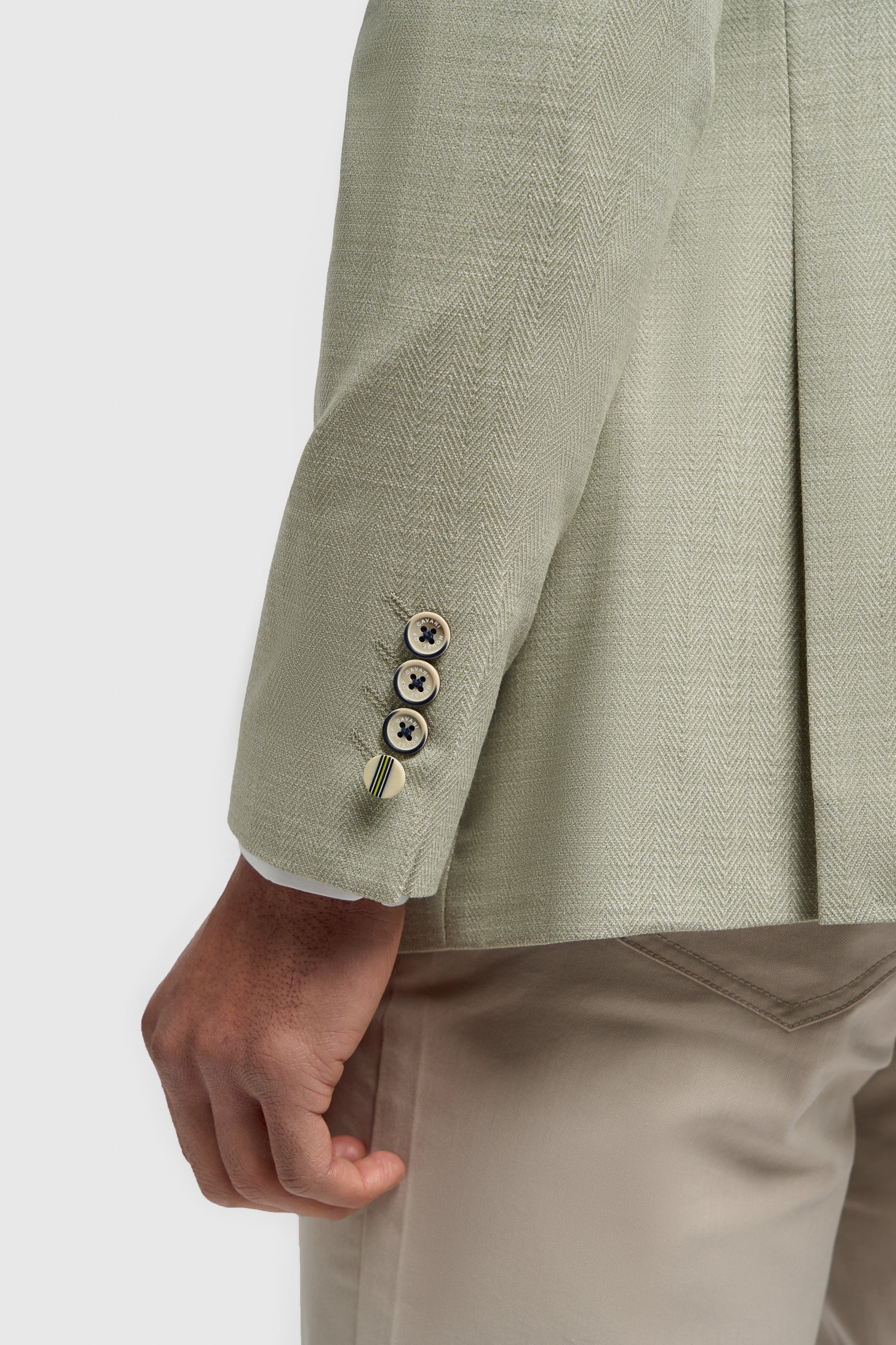 Men’s Herringbone Twill Blazer - Kovan -  Sage Green - Image 4