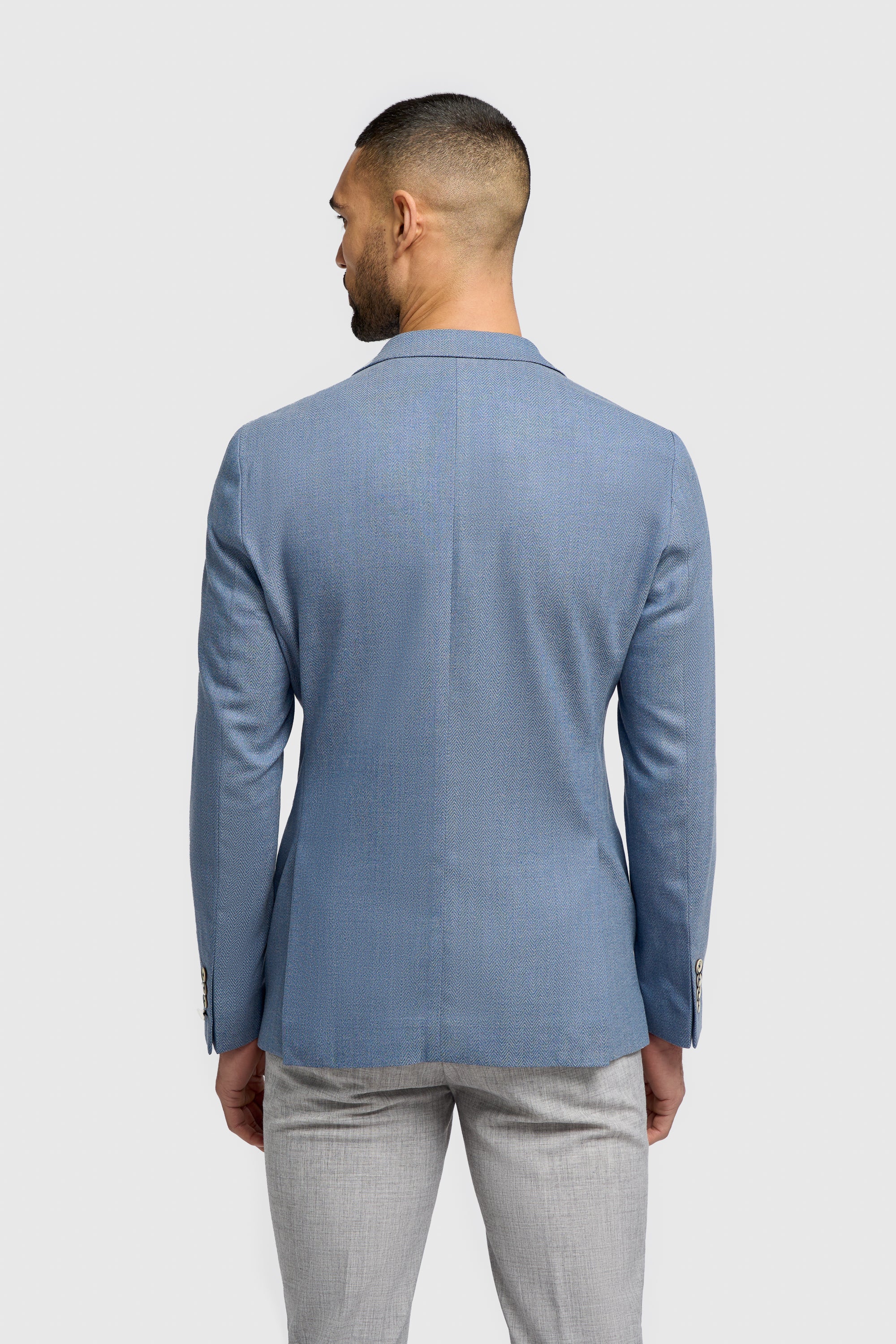 Men’s Herringbone Twill Blazer - Kovan - Sky Blue - Image 3