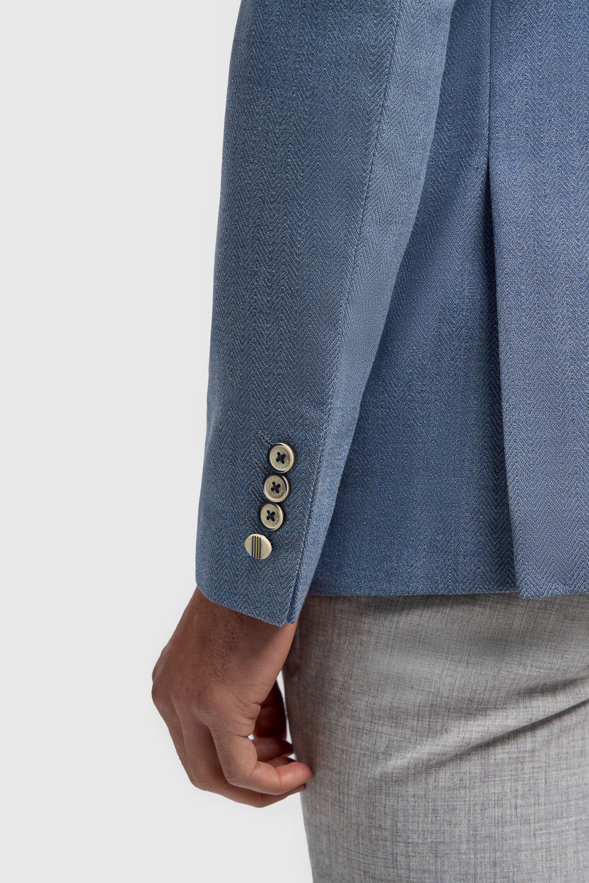 Men’s Herringbone Twill Blazer - Kovan - Sky Blue - Image 4