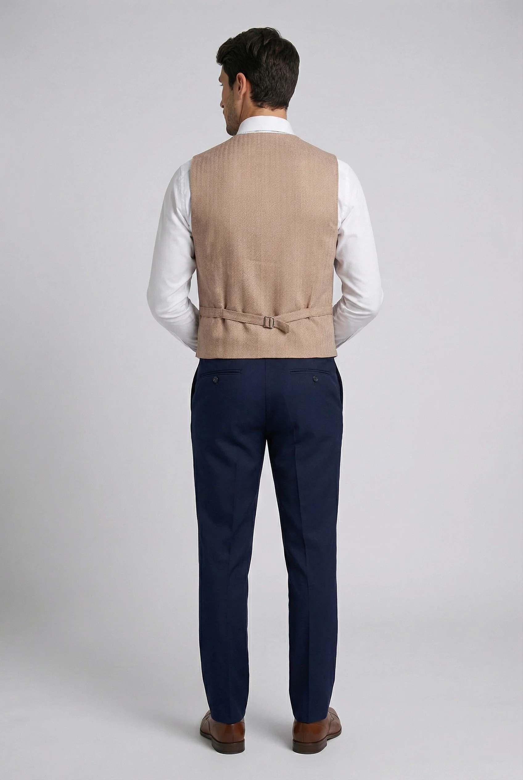 Men’s Tweed Herringbone Waistcoat - Tan Brown - Image 4