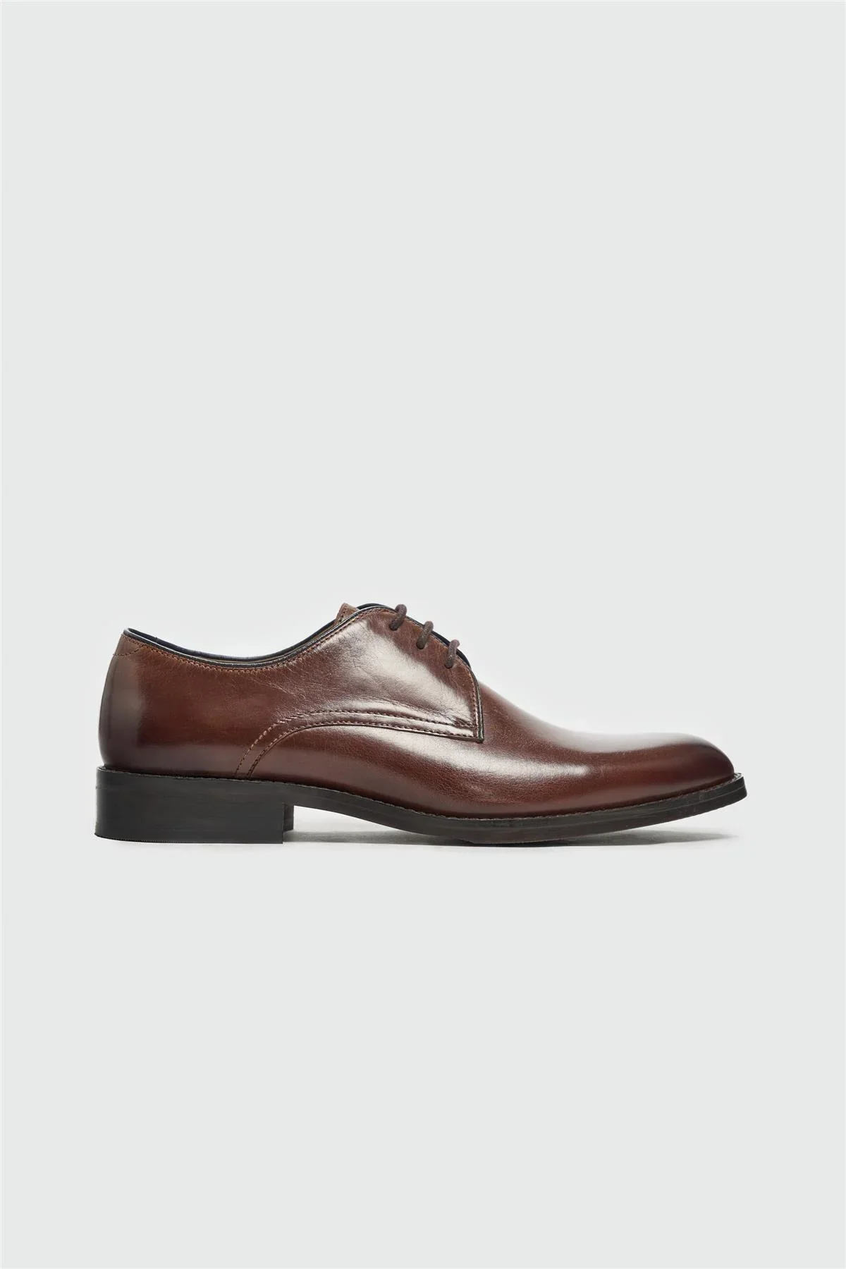 Men’s Leather Lace Up Derby Dress Shoes - Taylor - Brown - Image 2