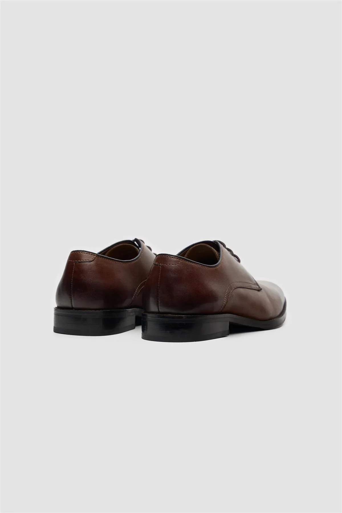 Men’s Leather Lace Up Derby Dress Shoes - Taylor - Brown - Image 3