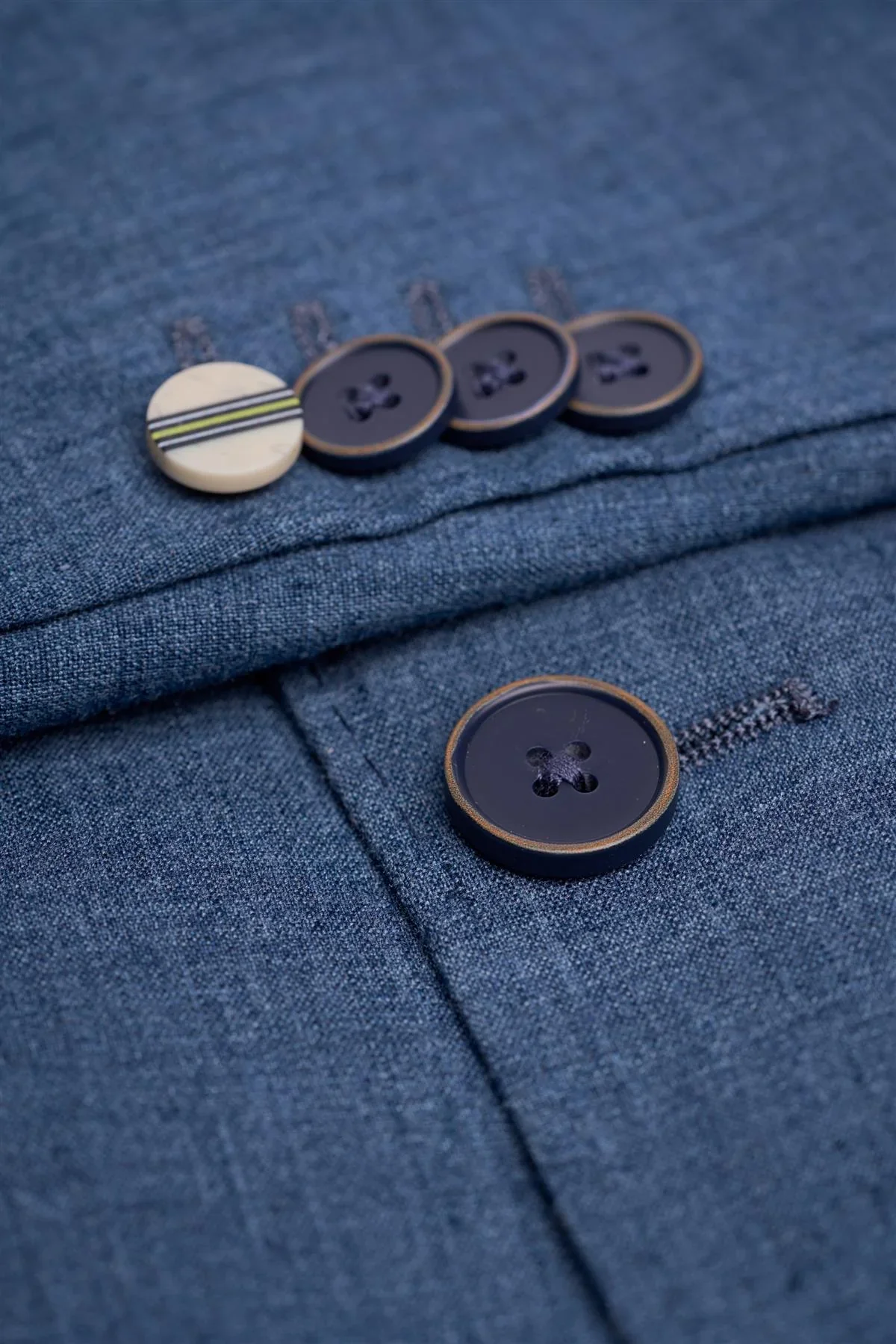 Men’s Linen Slim Fit Casual Blazer with Patch Pockets - Luca - Indigo Blue - Image 5