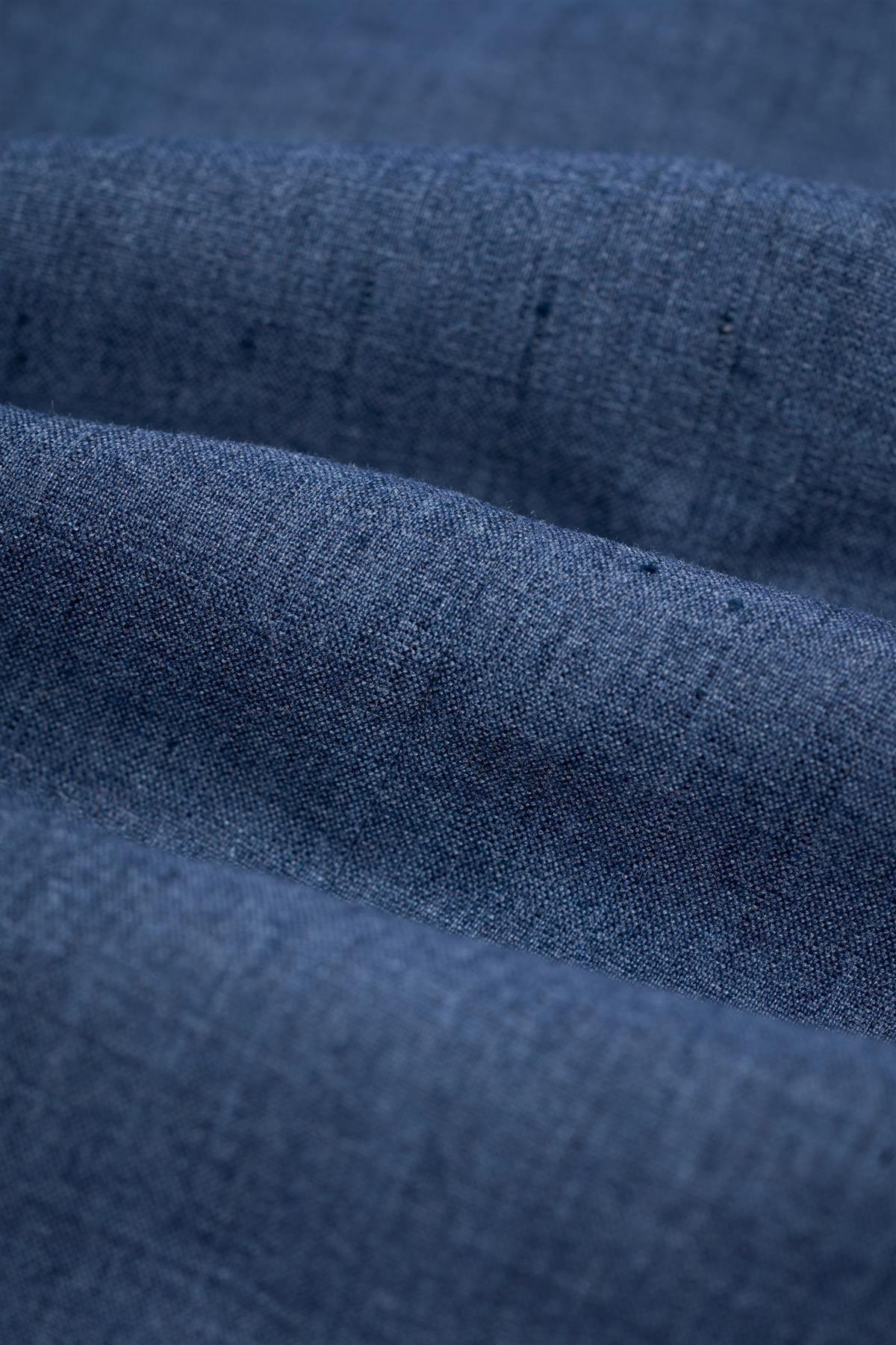 Men’s Linen Slim Fit Casual Blazer with Patch Pockets - Luca - Indigo Blue - Image 6