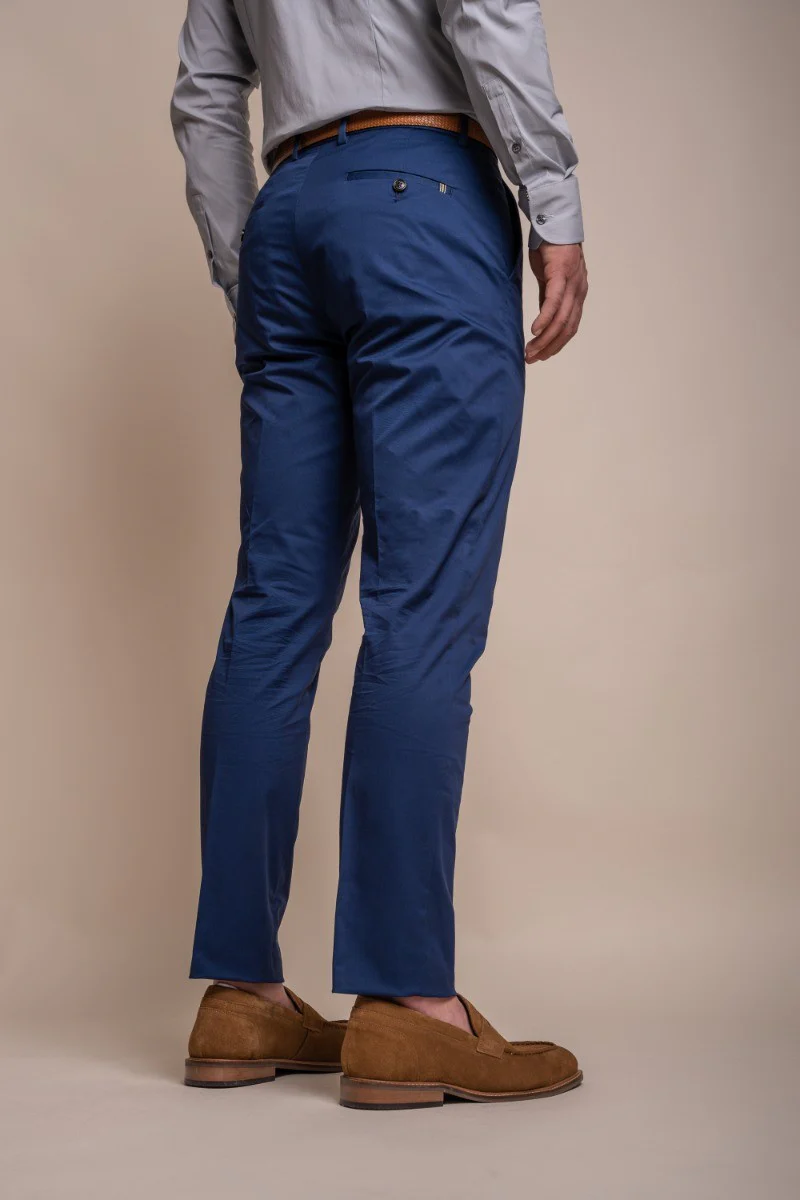 Men's Cotton Slim Fit Formal Suit - MARIO - Electric Blue - Image 8