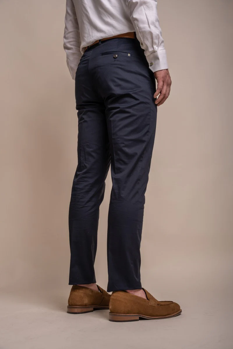 Men's Cotton Slim Fit Formal Suit - MARIO - Navy - Image 6