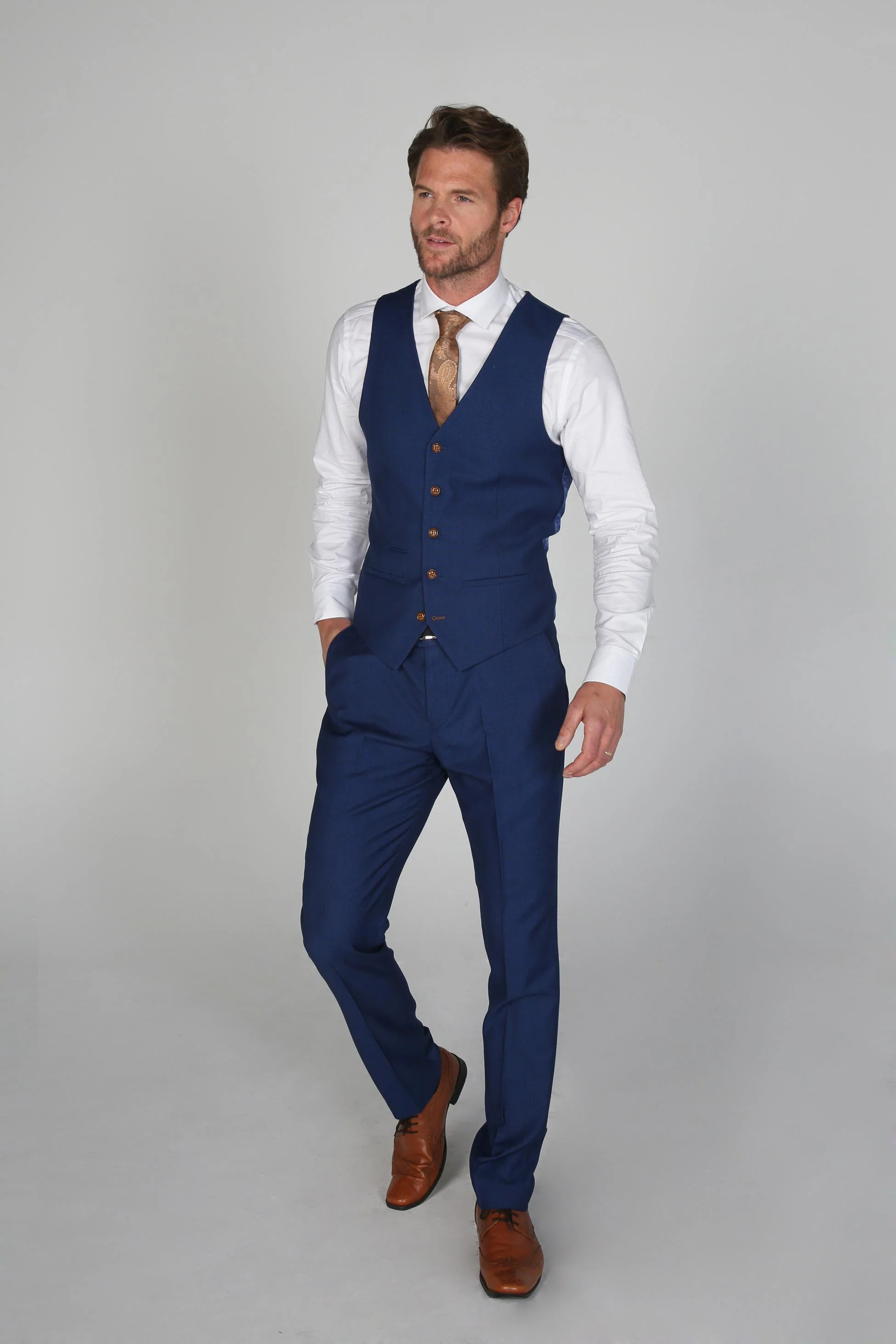 Men's Tailored Fit Blue Suit - MAYFAIR - Royal Blue - Image 4