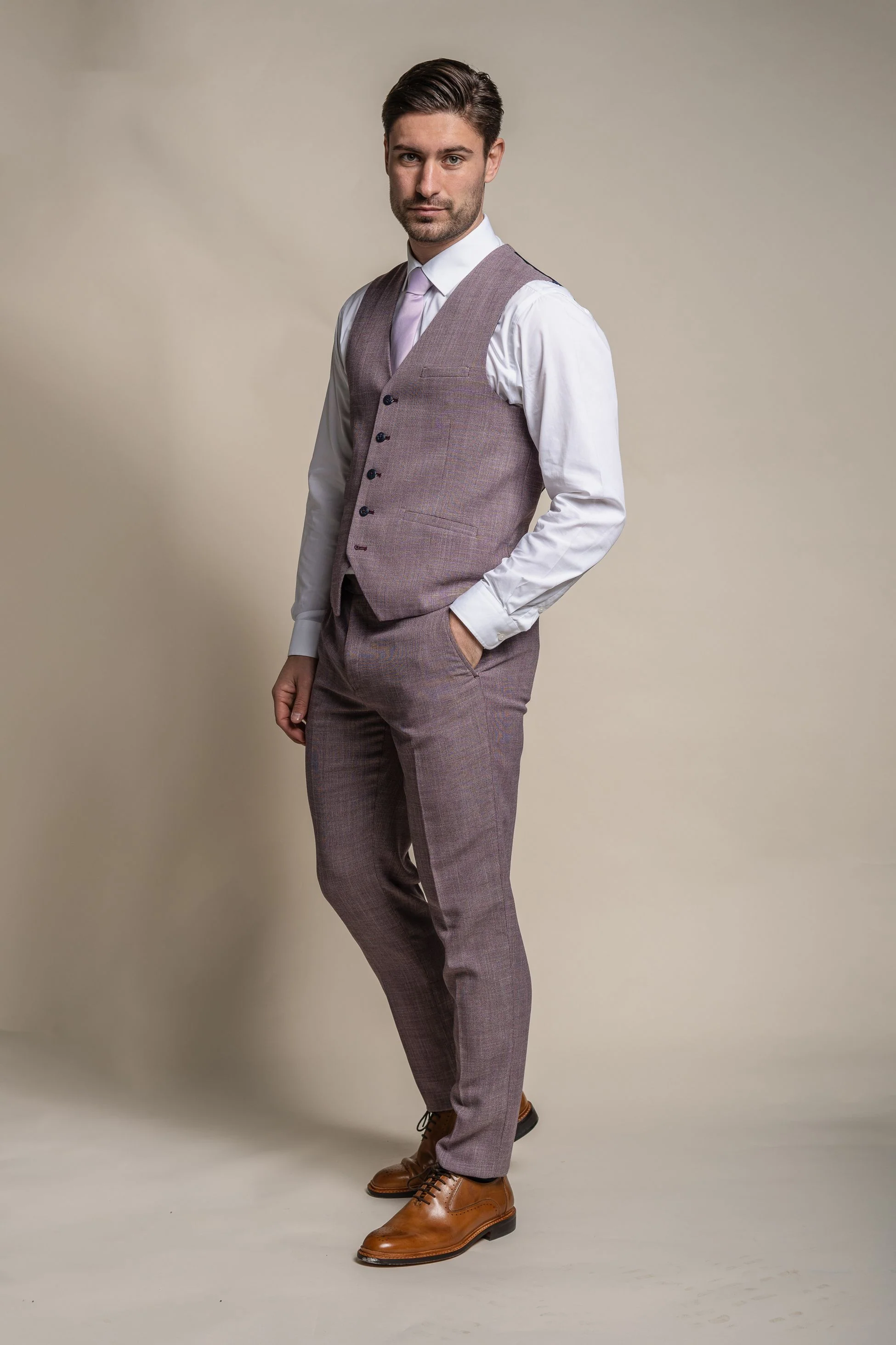 Men's Slim Fit Formal Waistcoat- MIAMI - Lilac - Image 2