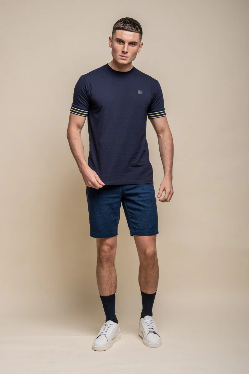 Men's Mid Rise Slim Fit Shorts- MIAMI - Dark Blue - Image 2