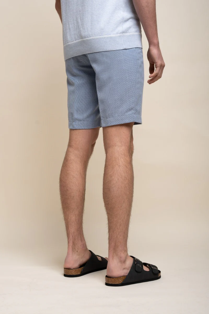 Men's Mid Rise Slim Fit Shorts- MIAMI - Sky Blue - Image 3