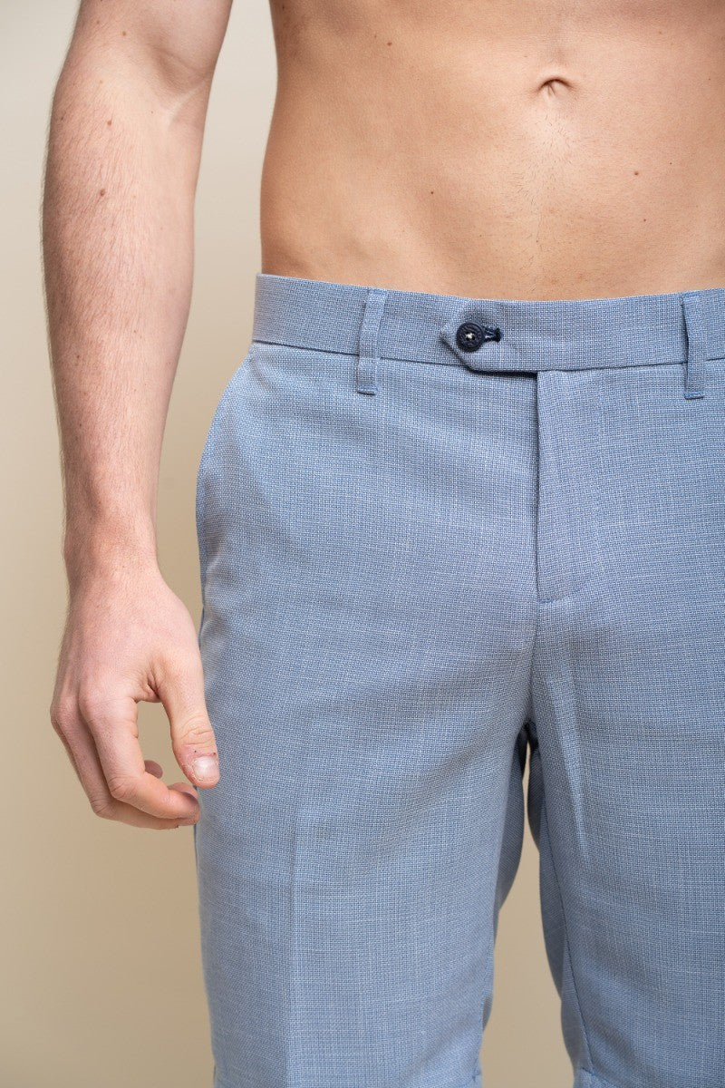 Men's Mid Rise Slim Fit Shorts- MIAMI - Sky Blue - Image 4
