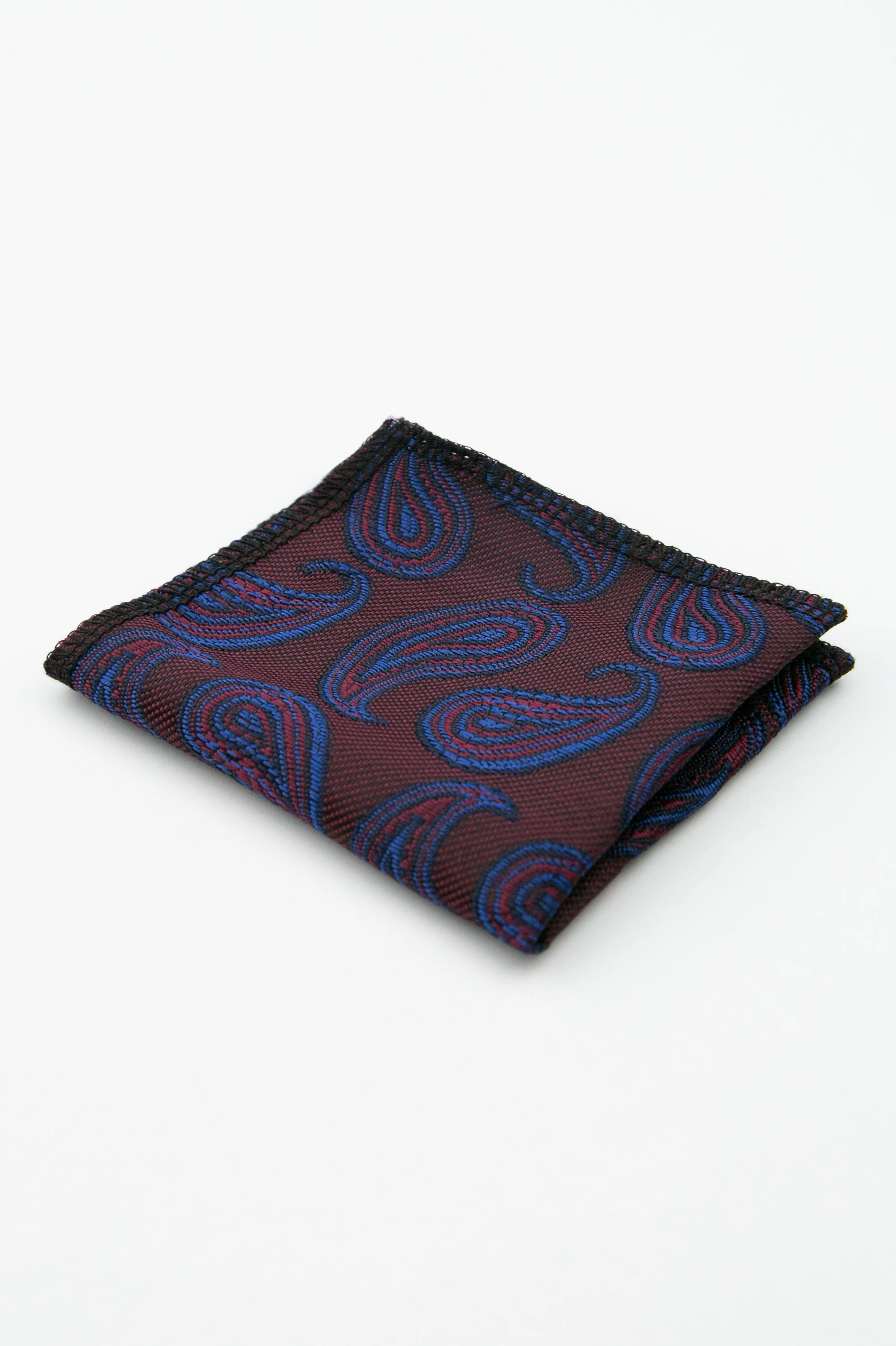 Men’s Paisley Slim Tie & Pocket Square Set - Deep Navy Blue - Image 5