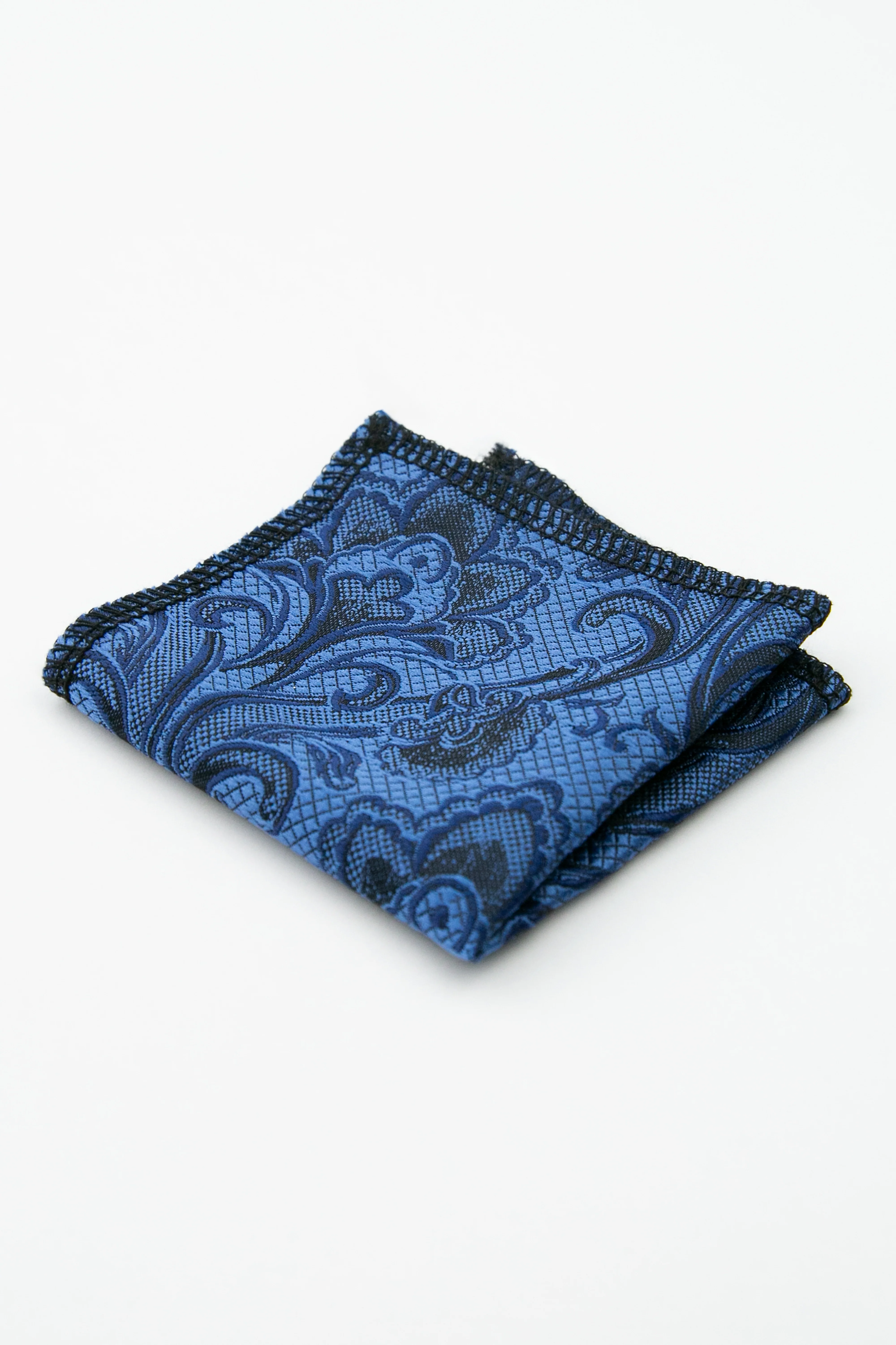 Men’s Paisley Slim Tie & Pocket Square Set - Royal Blue - Image 5