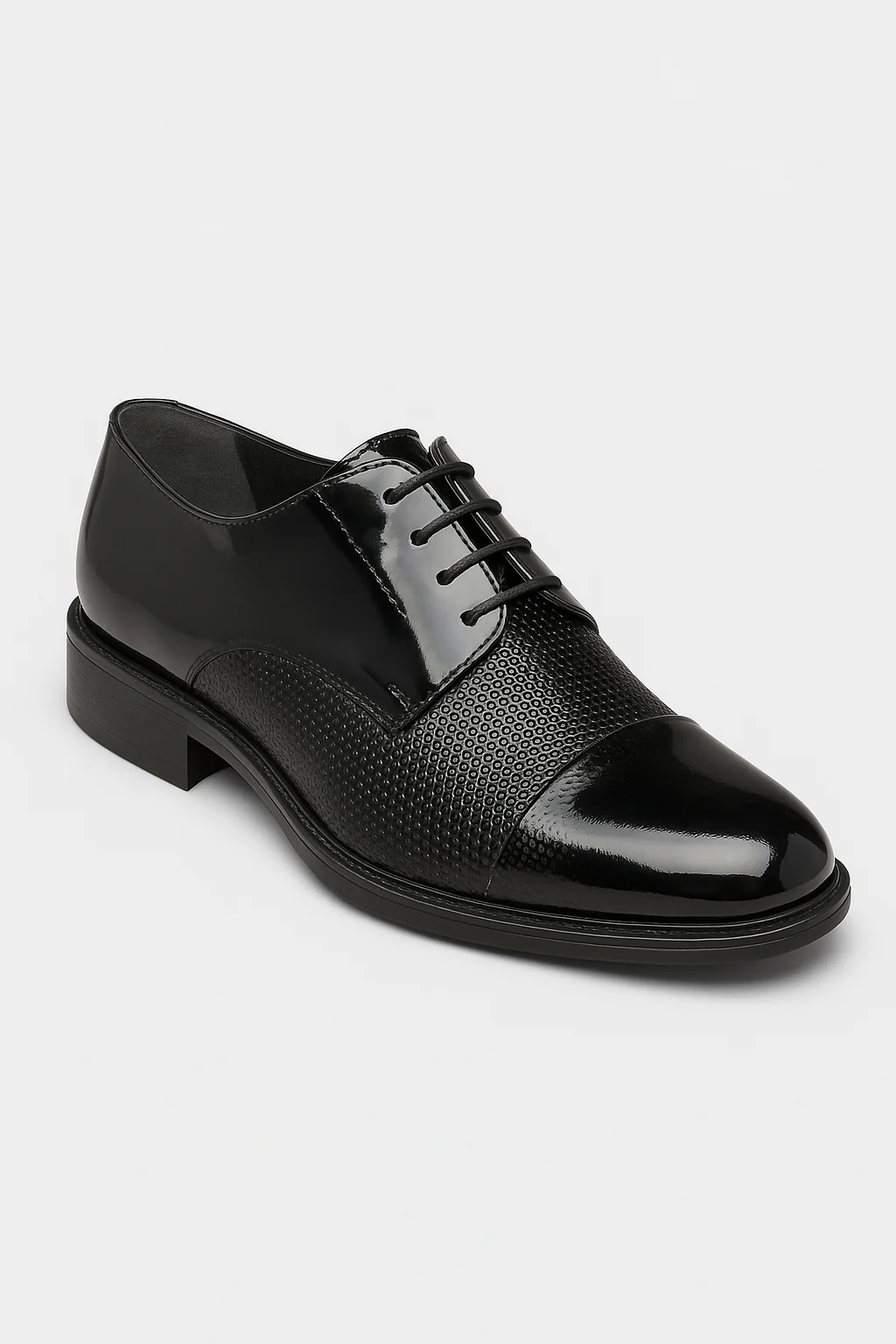 Men’s Patent Cap Toe Derby Dress Shoes - GROSVENOR - Black