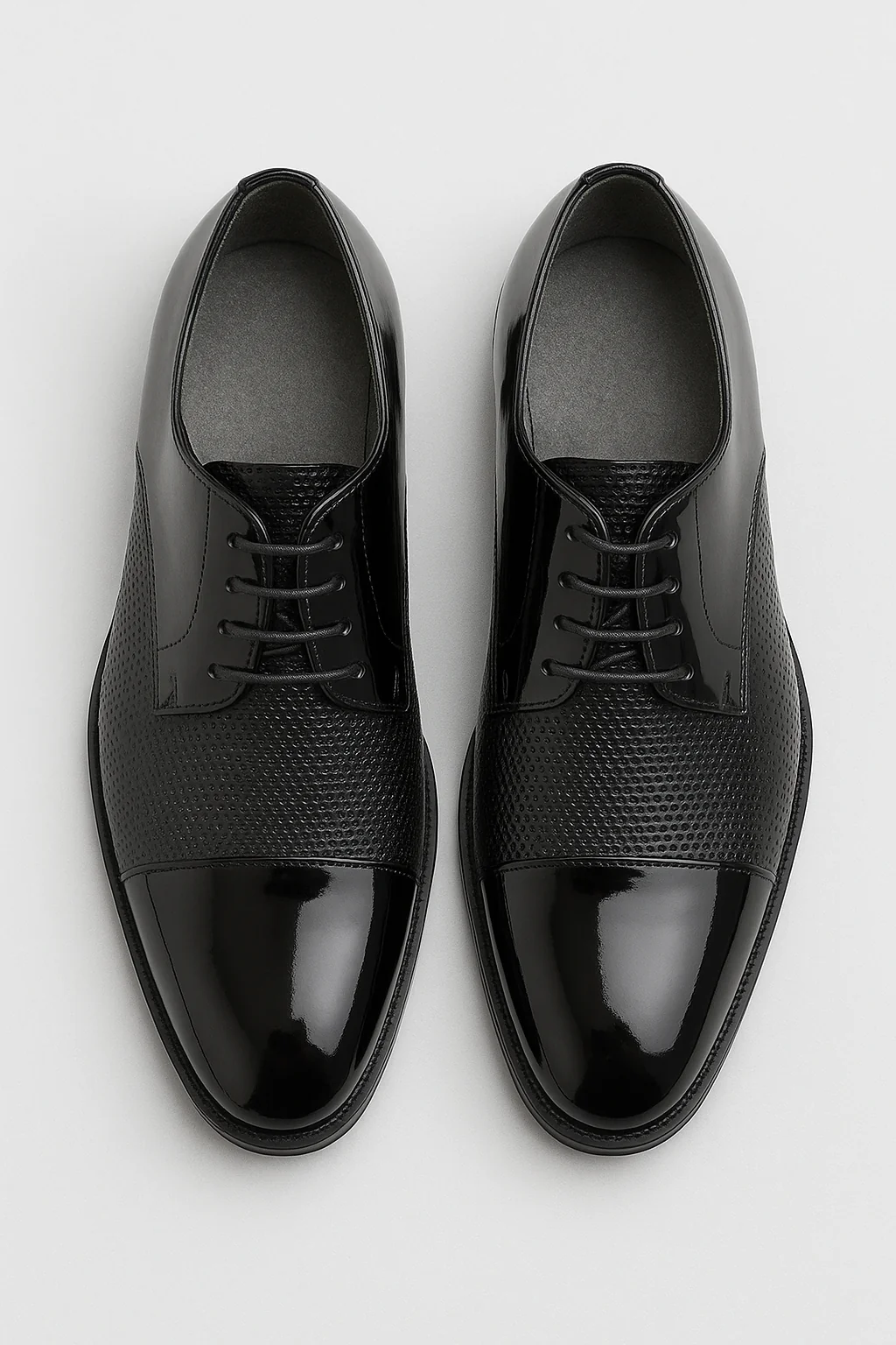 Men’s Patent Cap Toe Derby Dress Shoes - GROSVENOR - Black - Image 2