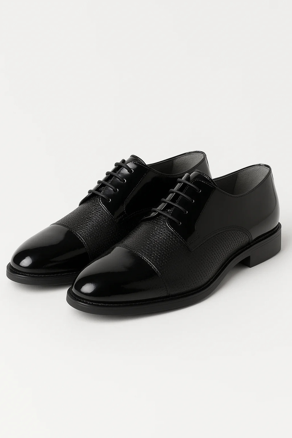 Men’s Patent Cap Toe Derby Dress Shoes - GROSVENOR - Black - Image 3