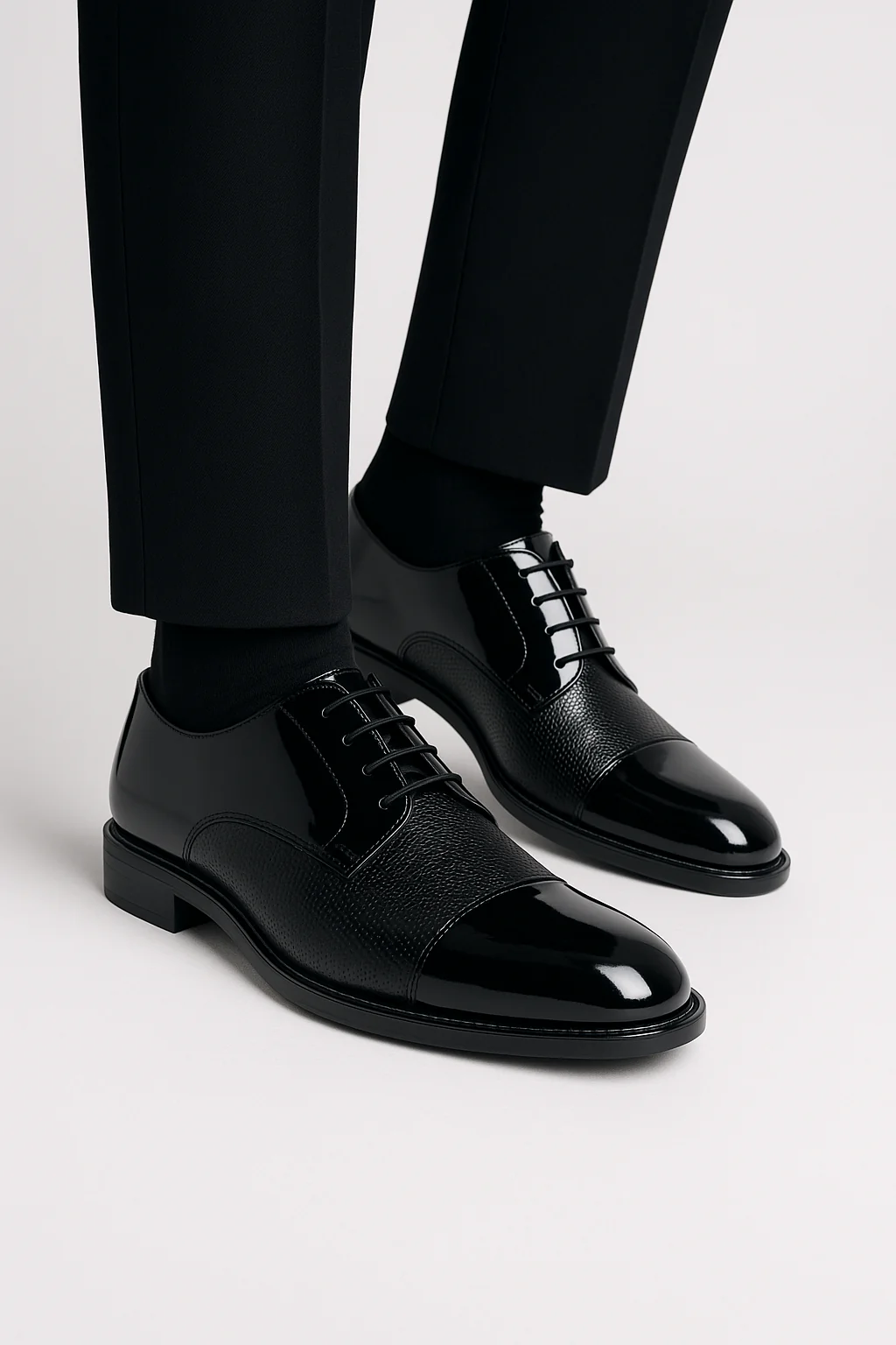Men’s Patent Cap Toe Derby Dress Shoes - GROSVENOR - Black - Image 4